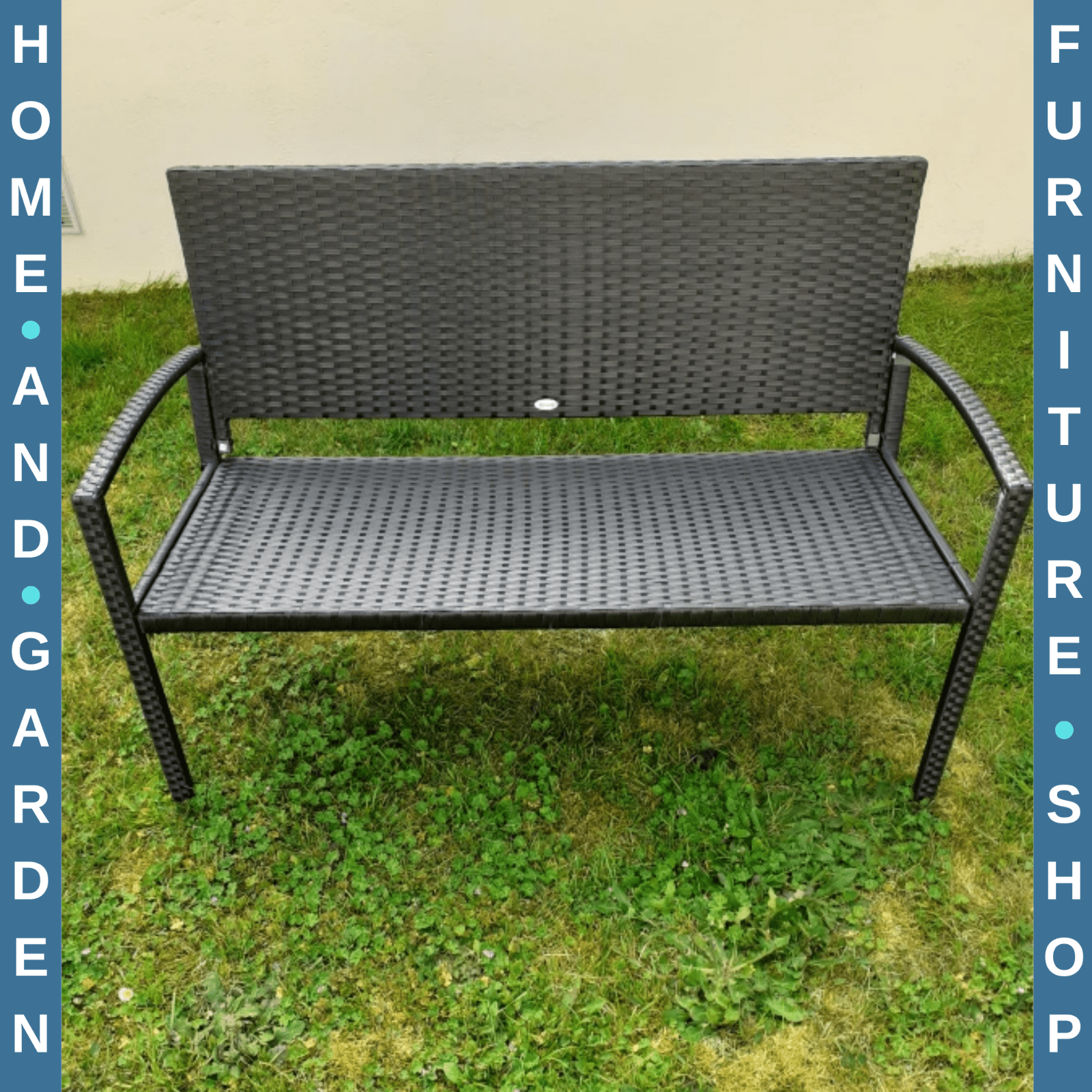 2 Seater Black Garden Bench Patio Rattan Love Seat Outdoor Blacony Bench Chair - Home and Garden Furniture Shop - #rustic - furniture#