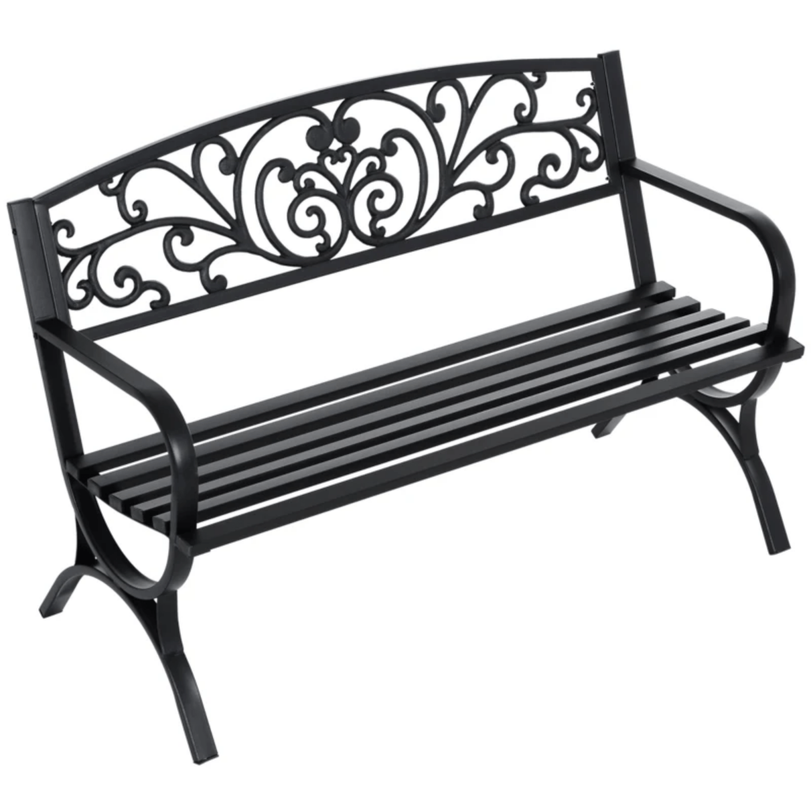 2 Seater Black Metal Garden Bench Seat Outdoor Seating Chair Patio Furniture New - Home and Garden Furniture Shop - rustic - furniture