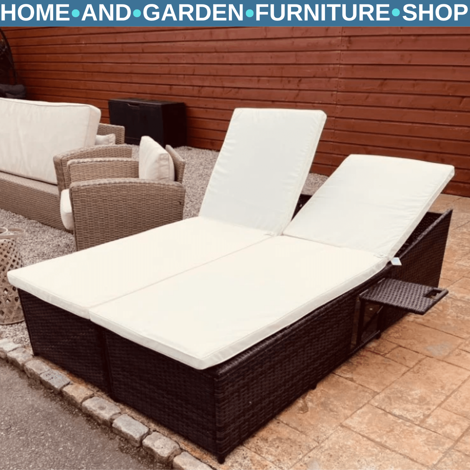 2 Seater Double Rattan Sun Lounger Recliner Day Bed Wicker Weave Outdoor Sofa - Home and Garden Furniture Shop - #rustic - furniture#