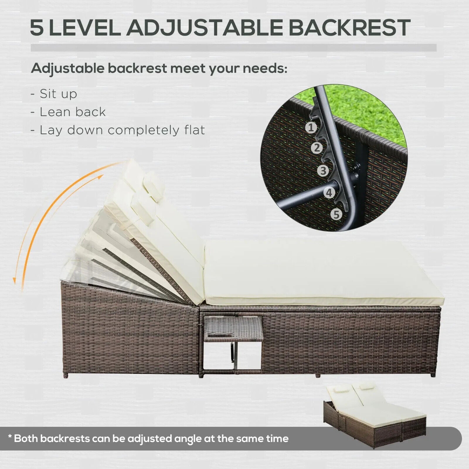 2 Seater Double Rattan Sun Lounger Recliner Day Bed Wicker Weave Outdoor Sofa - Home and Garden Furniture Shop - #rustic - furniture#