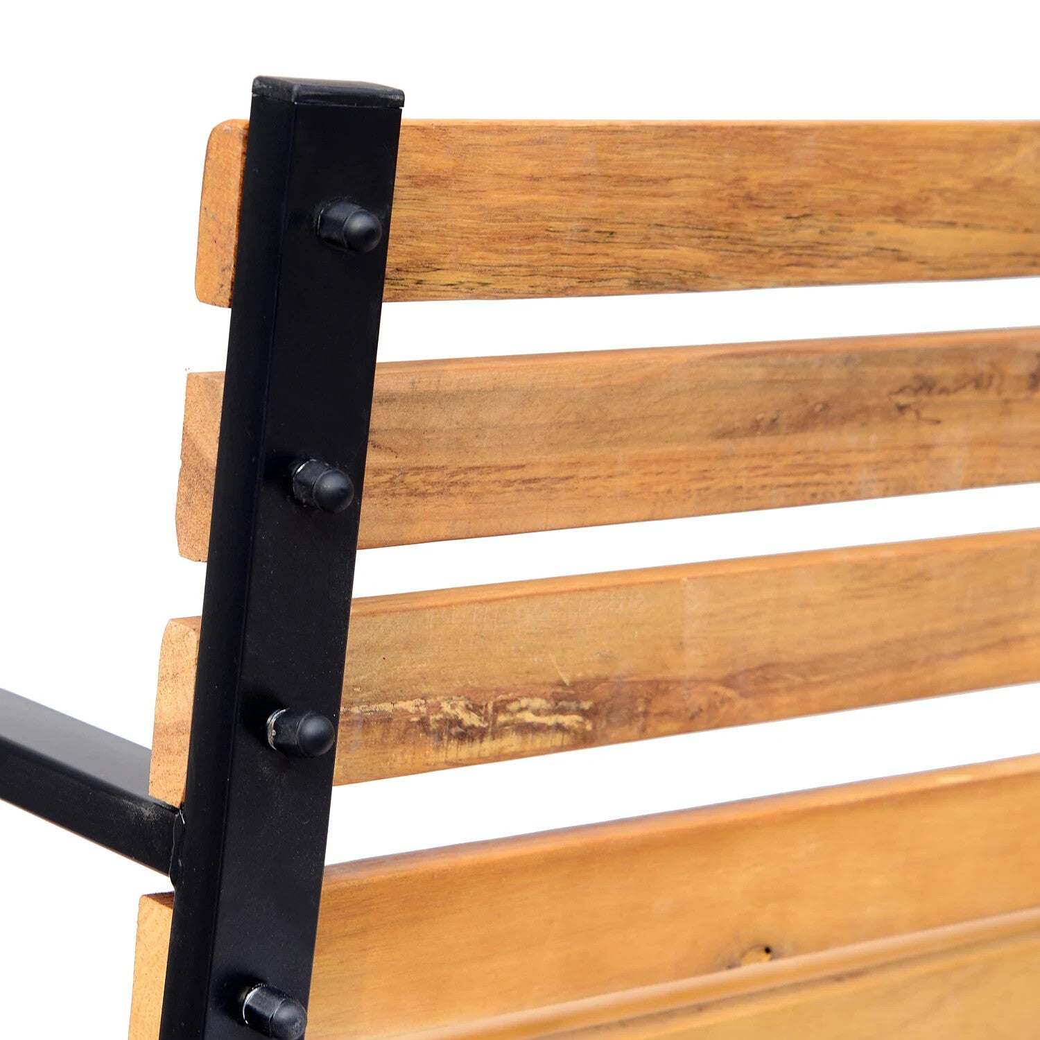 2 Seater Garden Bench Metal Legs Wooden Slatted Seat Backrest Patio Chair Bench - Home and Garden Furniture Shop - rustic - furniture