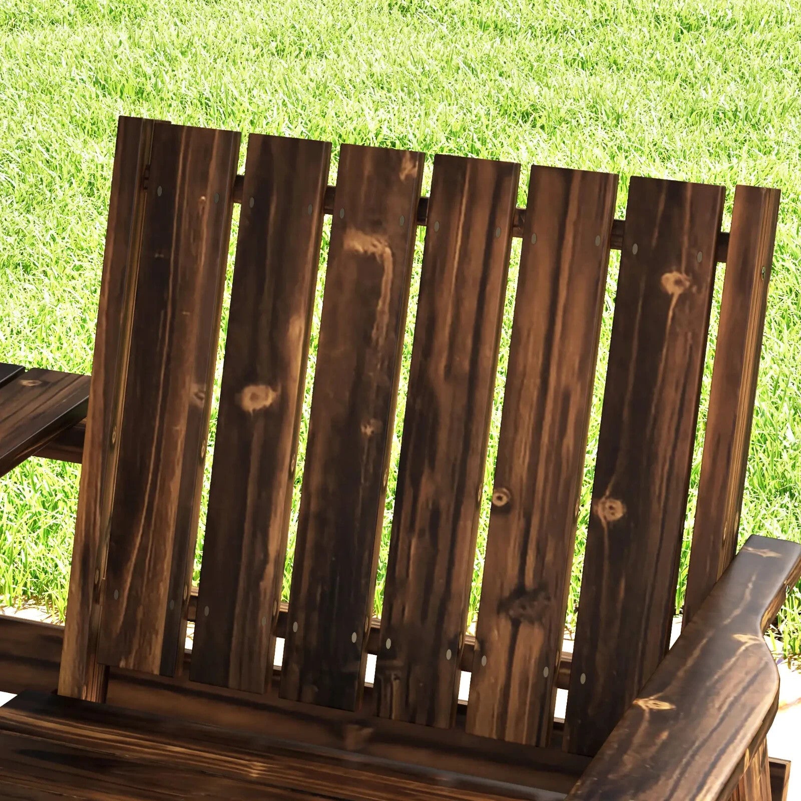2 Seater Garden Bench with Table & Parasol Hole Wooden Loveseat for Patio Brown - Home and Garden Furniture Shop - rustic - furniture
