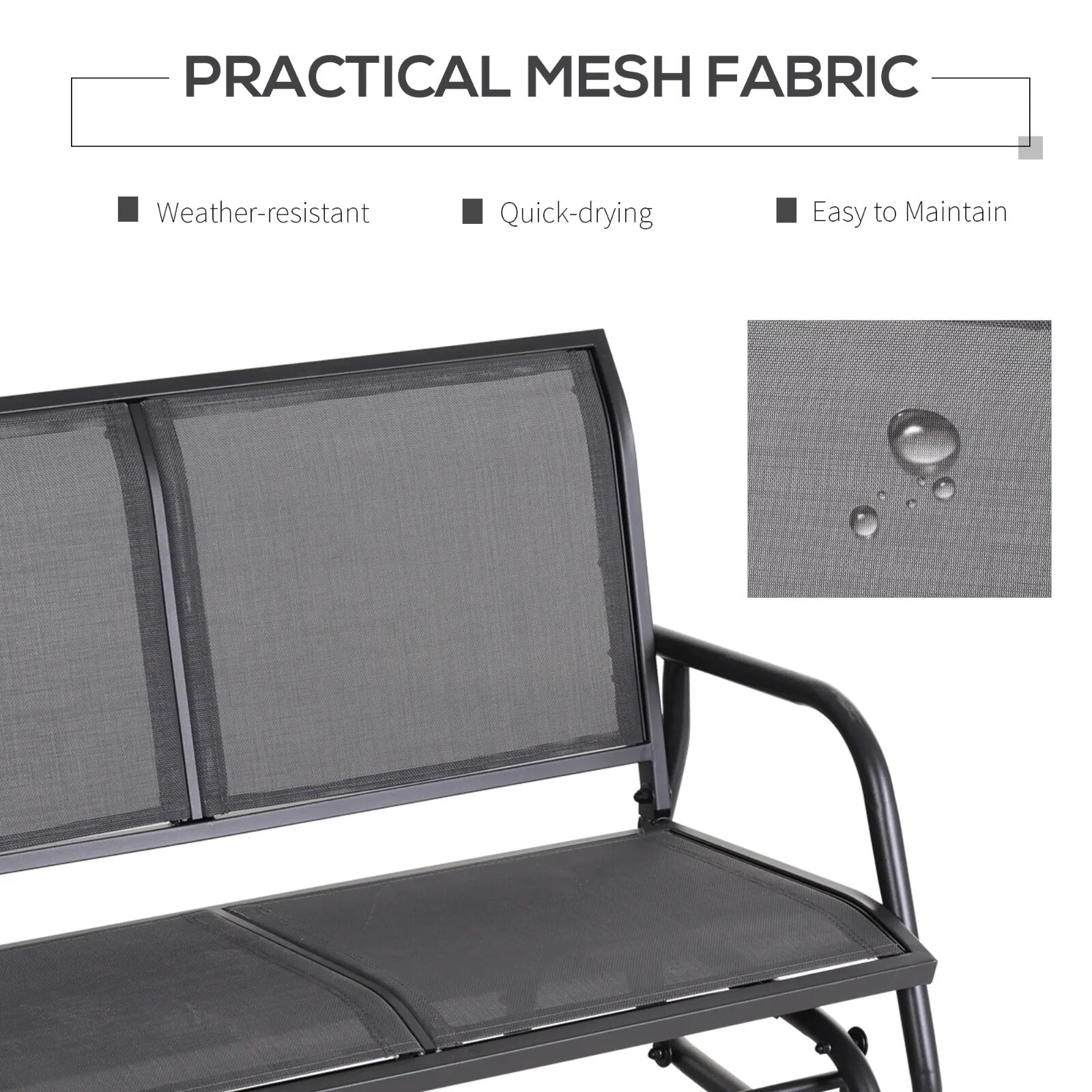 2 Seater Garden Glider Bench Patio Swing Chair with Powder Coated Steel Frame - Home and Garden Furniture Shop - #rustic - furniture#