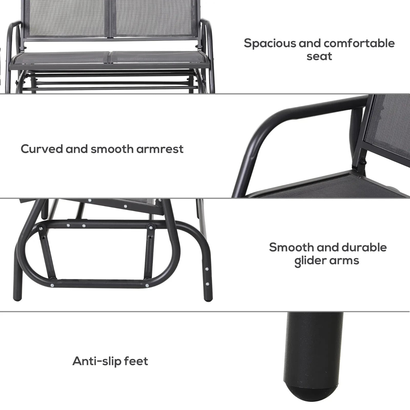 2 Seater Garden Glider Bench Patio Swing Chair with Powder Coated Steel Frame - Home and Garden Furniture Shop - #rustic - furniture#