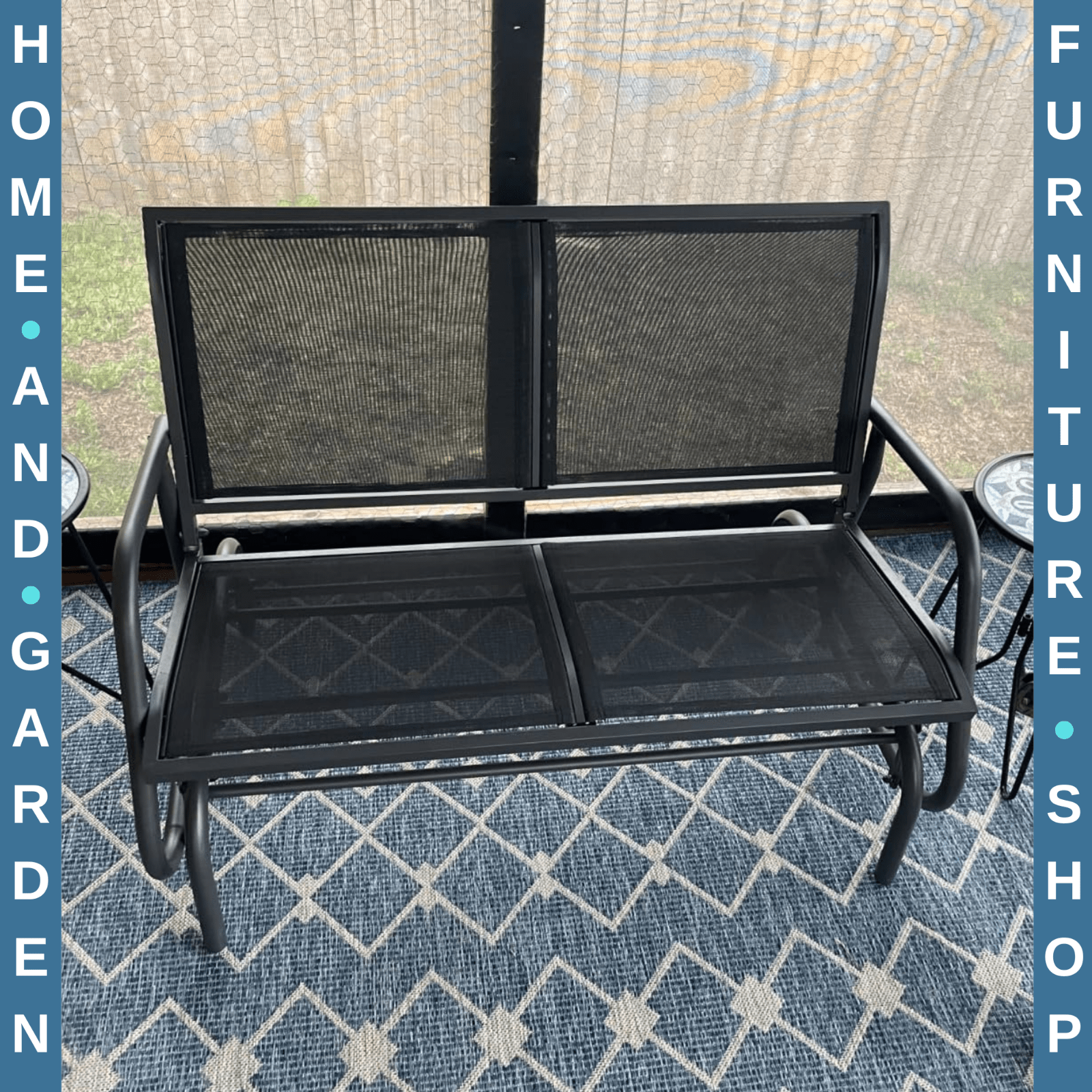 2 Seater Garden Glider Bench Patio Swing Chair with Powder Coated Steel Frame - Home and Garden Furniture Shop - rustic - furniture