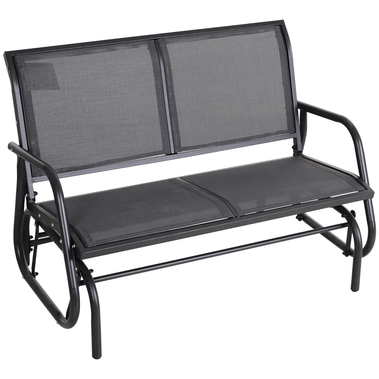 2 Seater Garden Glider Bench Patio Swing Chair with Powder Coated Steel Frame - Home and Garden Furniture Shop - #rustic - furniture#