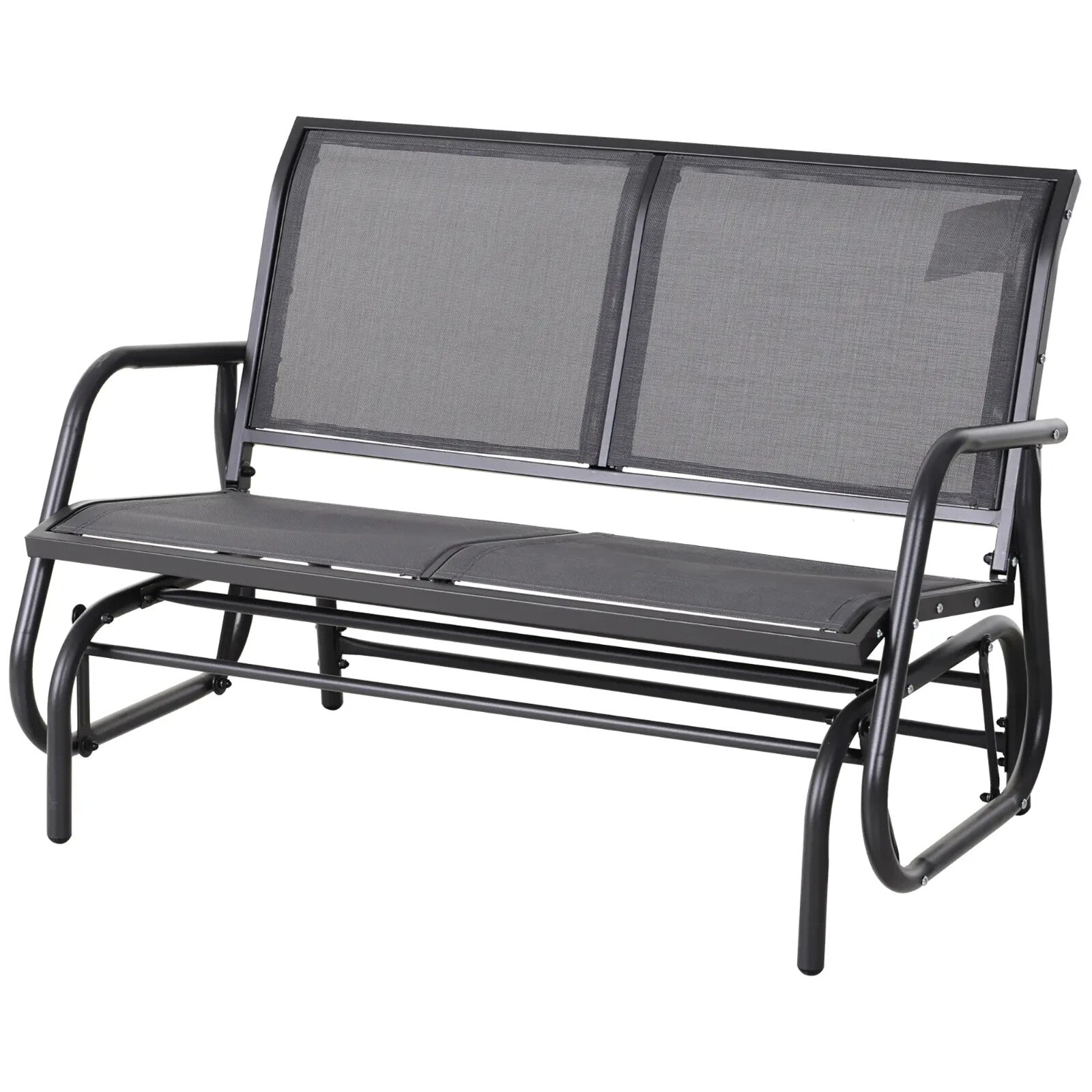 2 Seater Garden Glider Bench Patio Swing Chair with Powder Coated Steel Frame - Home and Garden Furniture Shop - rustic - furniture