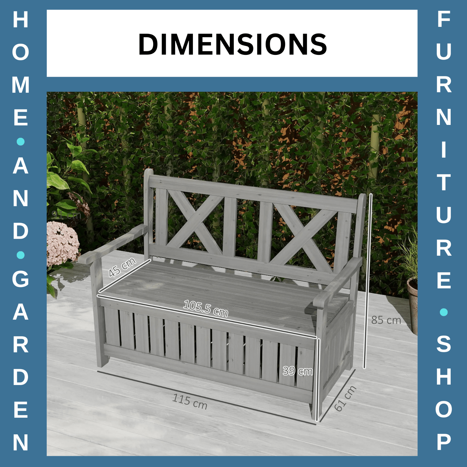 2 Seater Garden Storage Bench Wooden Outdoor Patio Seating with Lid for Porch - Home and Garden Furniture Shop - #rustic - furniture#