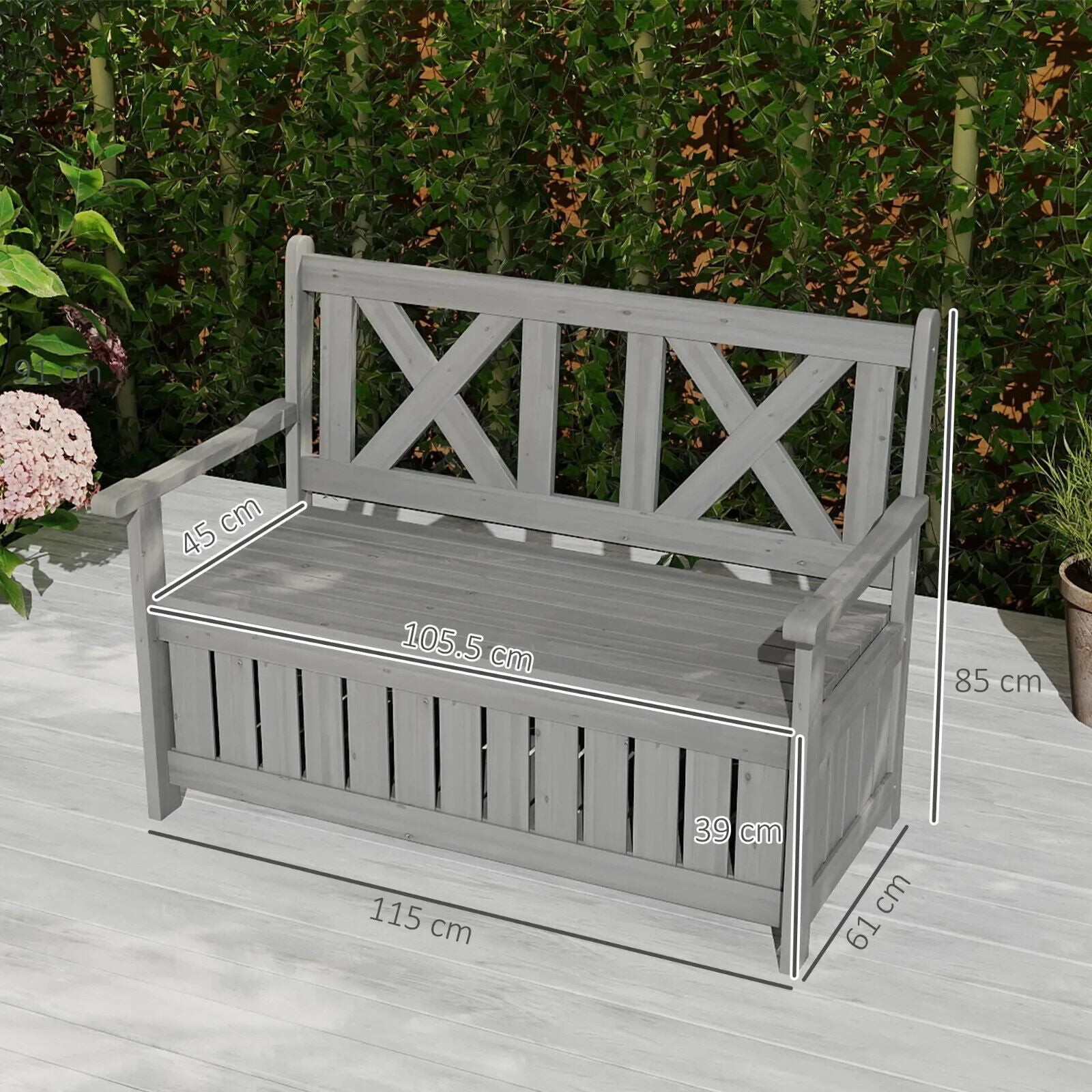 2 Seater Garden Storage Bench Wooden Outdoor Patio Seating with Lid for Porch - Home and Garden Furniture Shop - #rustic - furniture#