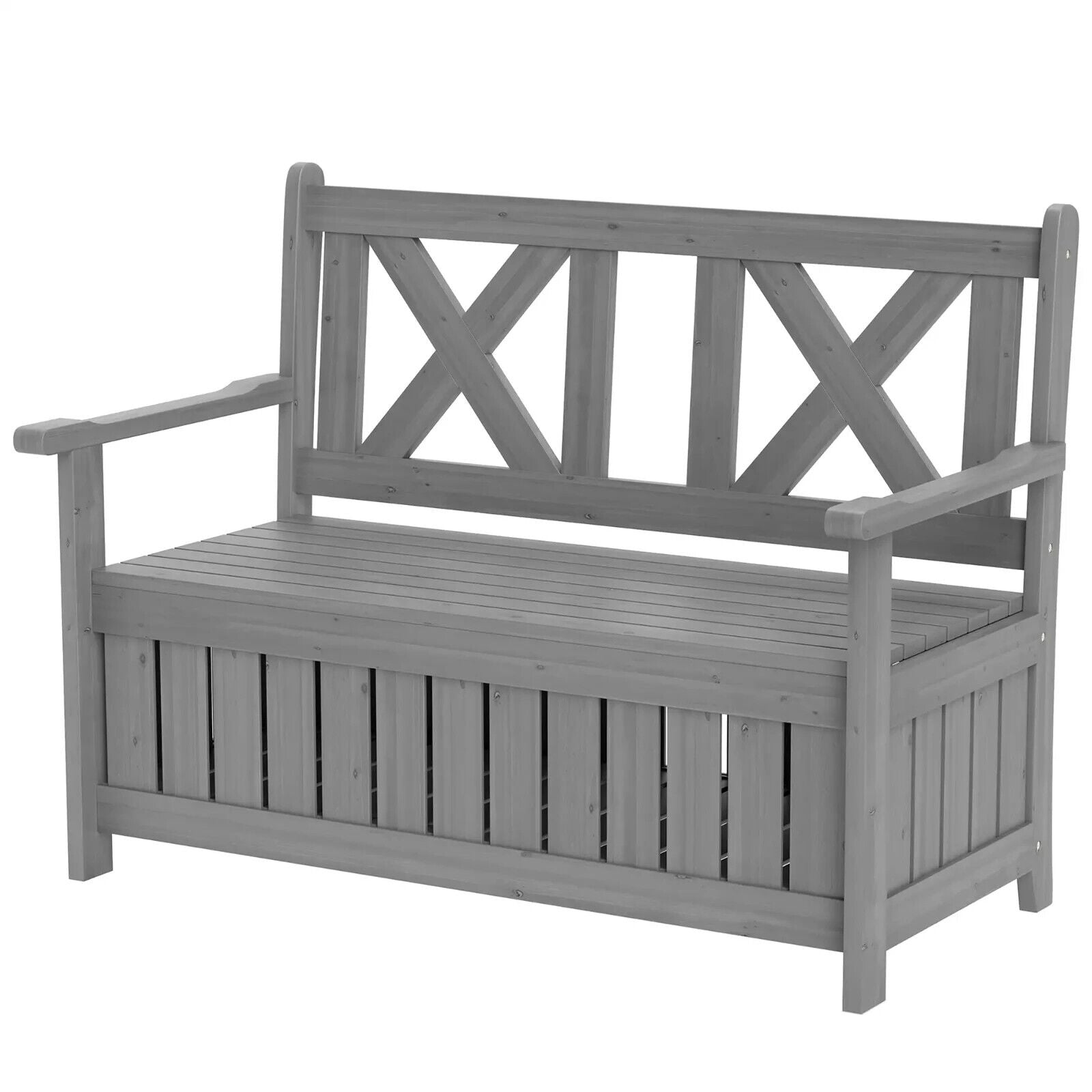 2 Seater Garden Storage Bench Wooden Outdoor Patio Seating with Lid for Porch - Home and Garden Furniture Shop - #rustic - furniture#