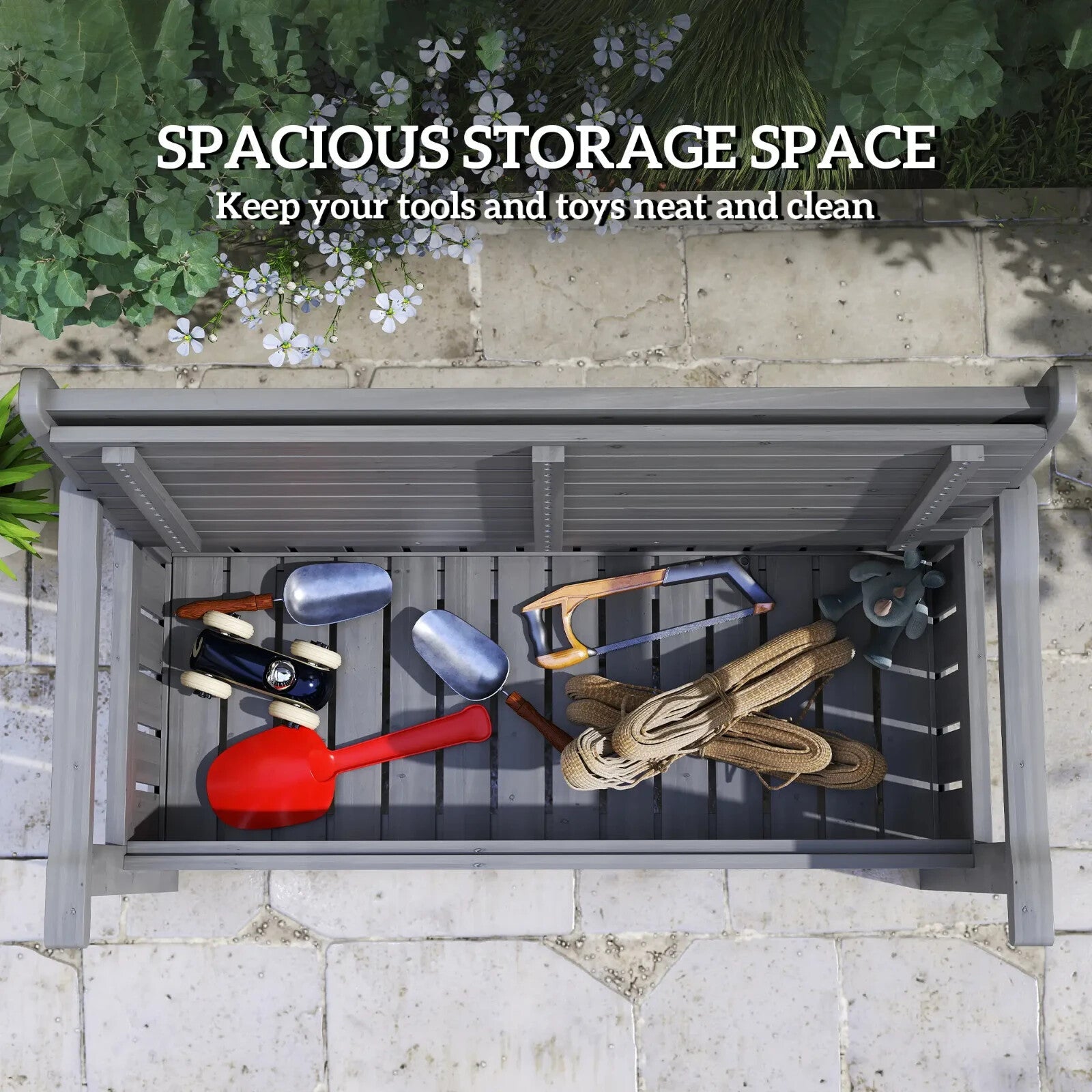 2 Seater Garden Storage Bench Wooden Outdoor Patio Seating with Lid for Porch - Home and Garden Furniture Shop - rustic - furniture