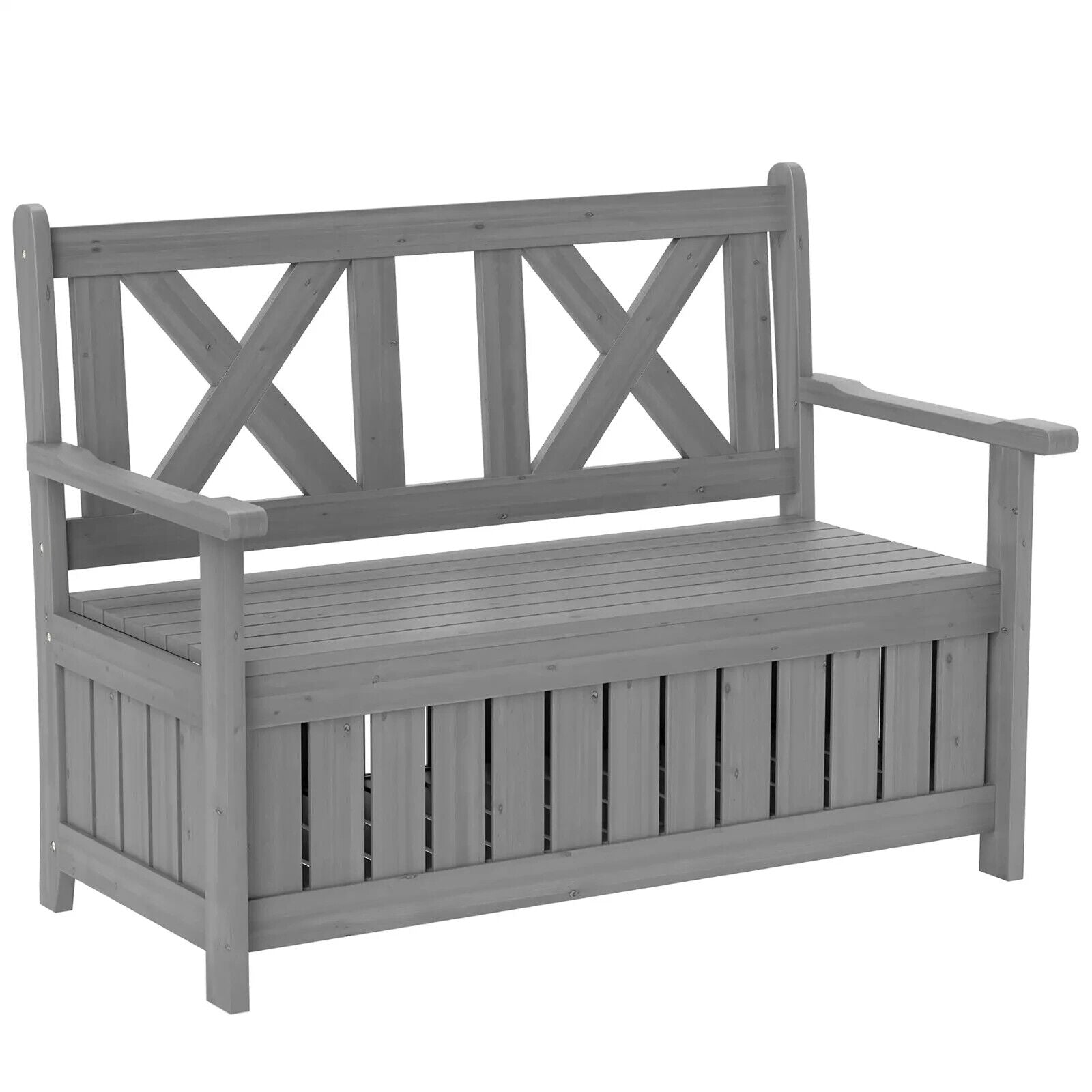 2 Seater Garden Storage Bench Wooden Outdoor Patio Seating with Lid for Porch - Home and Garden Furniture Shop - #rustic - furniture#