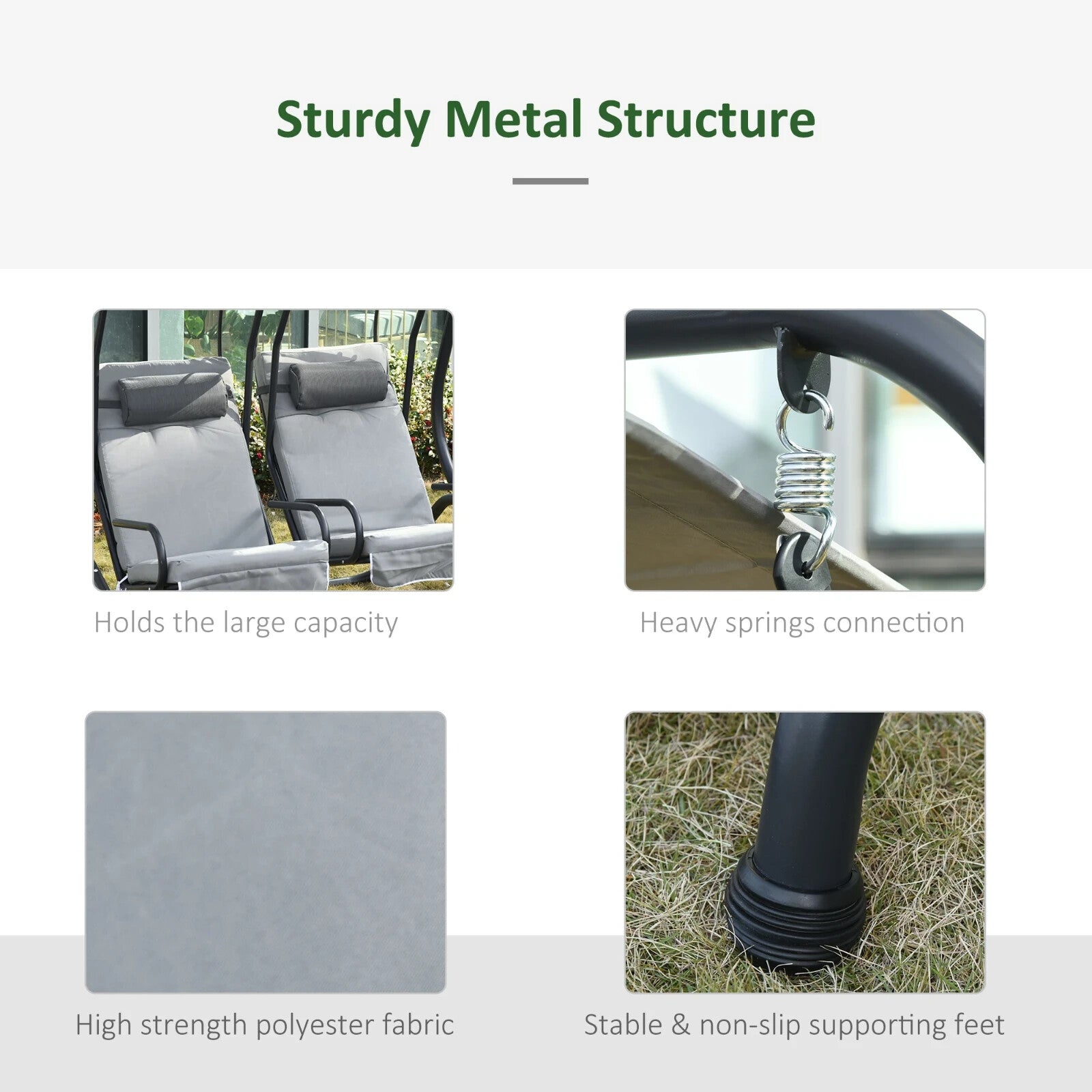 2 Seater Garden Swing Chair with Canopy and Handrails Lounger with Separate Seat - Home and Garden Furniture Shop - rustic - furniture