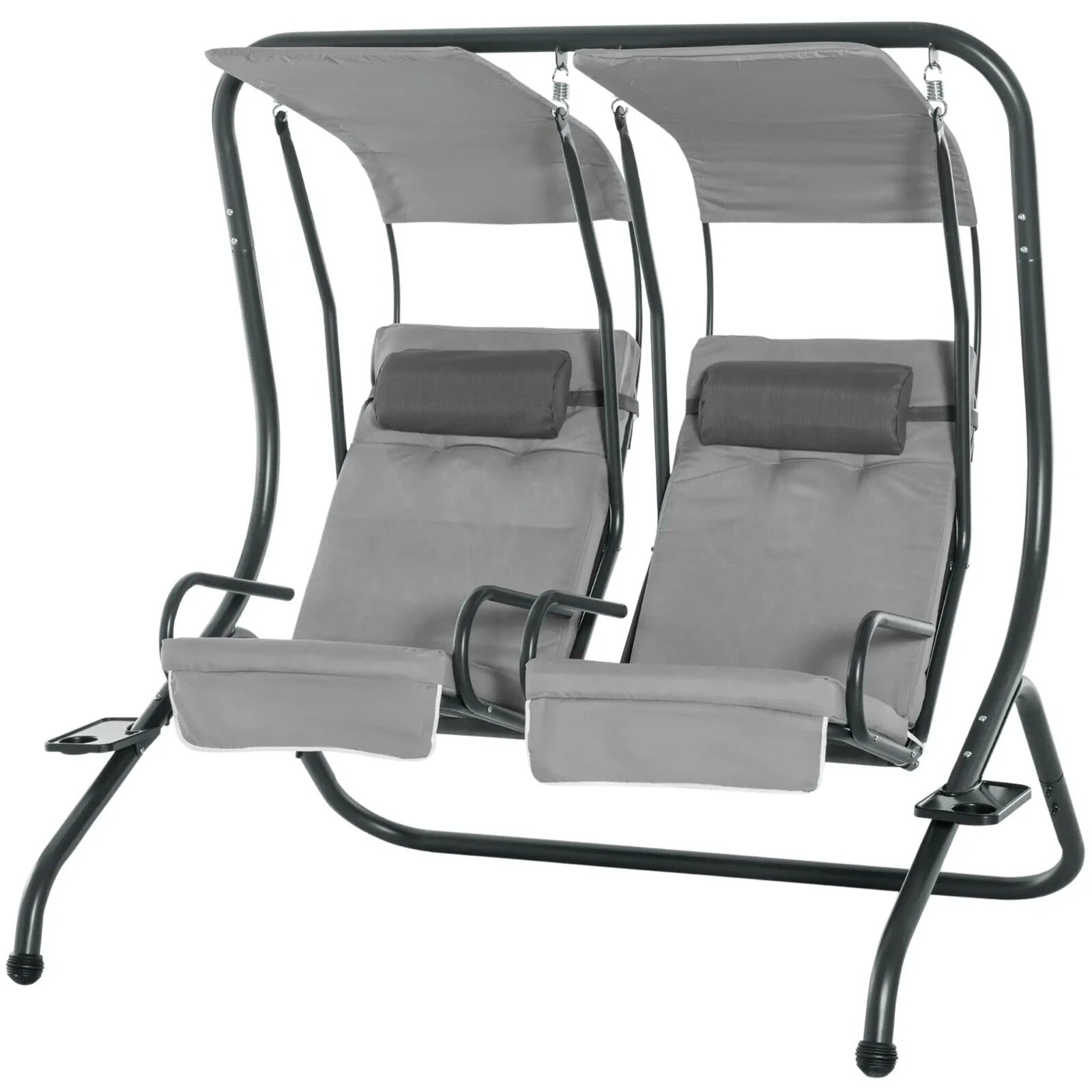 2 Seater Garden Swing Chair with Canopy and Handrails Lounger with Separate Seat - Home and Garden Furniture Shop - rustic - furniture