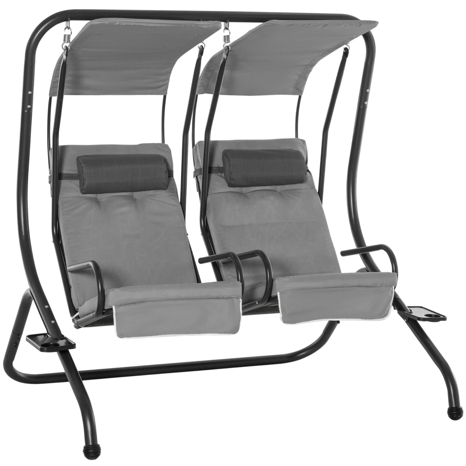 2 Seater Garden Swing Chair with Canopy and Handrails Lounger with Separate Seat - Home and Garden Furniture Shop - rustic - furniture