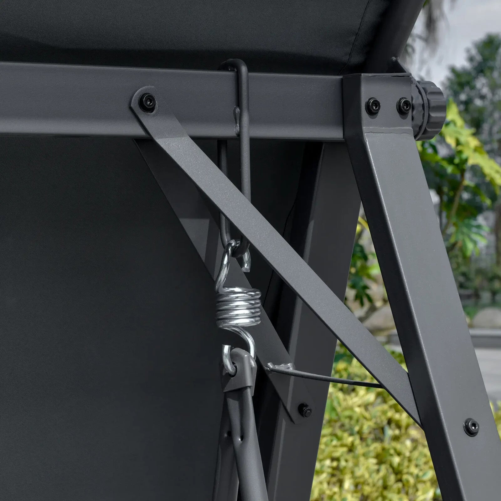 2 - Seater Garden Swing Chair with Canopy Outdoor Bench Seat Adjustable Dark Grey - Home and Garden Furniture Shop - rustic - furniture