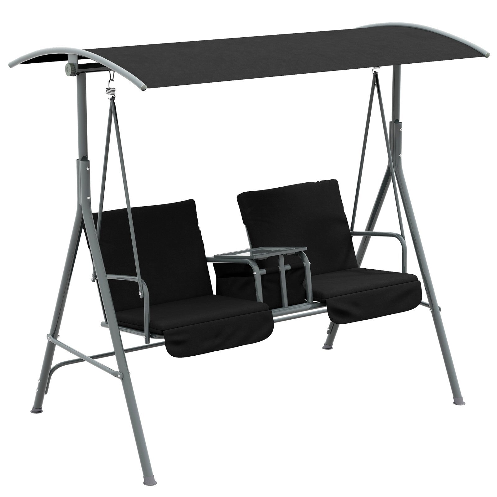 2 Seater Garden Swing Chair with Tilting Canopy Padded Seats Storage Tray & Bag - Home and Garden Furniture Shop - rustic - furniture
