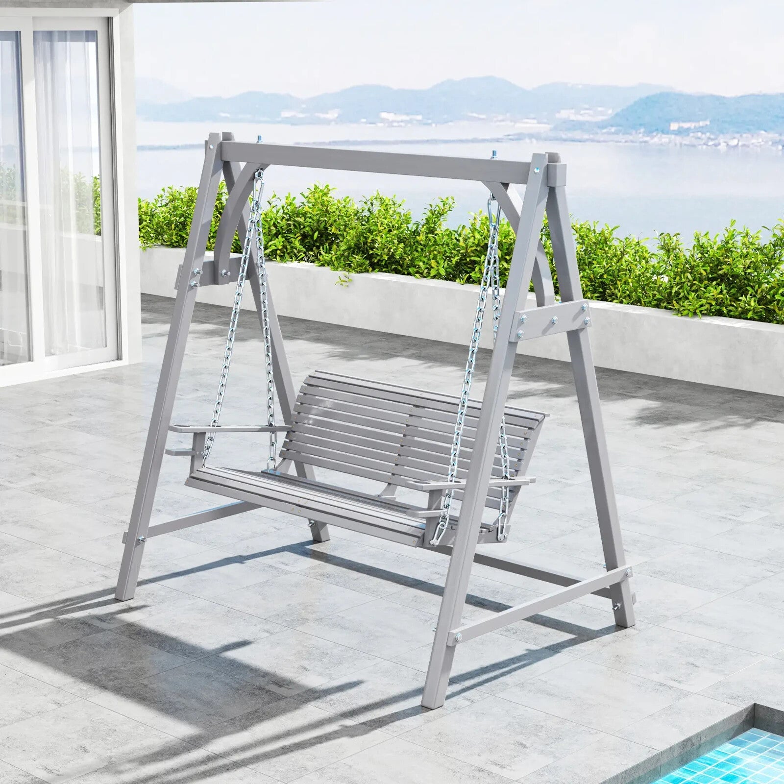 2 Seater Garden Swing Seat Larch Wood Hammock Bench Lounger Outdoor Chair - Home and Garden Furniture Shop - rustic - furniture