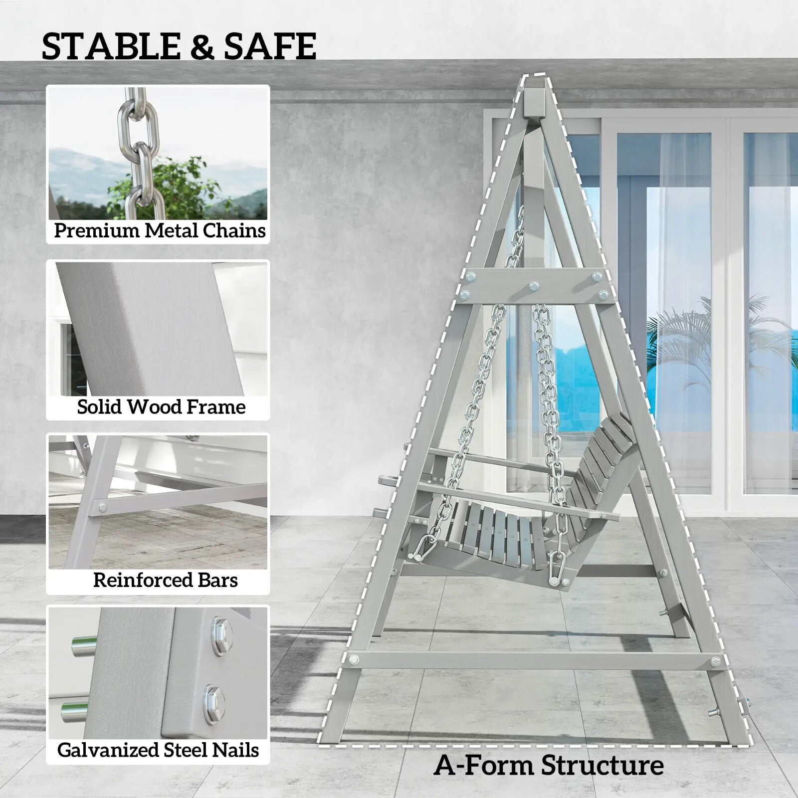 2 Seater Garden Swing Seat Larch Wood Hammock Bench Lounger Outdoor Chair - Home and Garden Furniture Shop - rustic - furniture