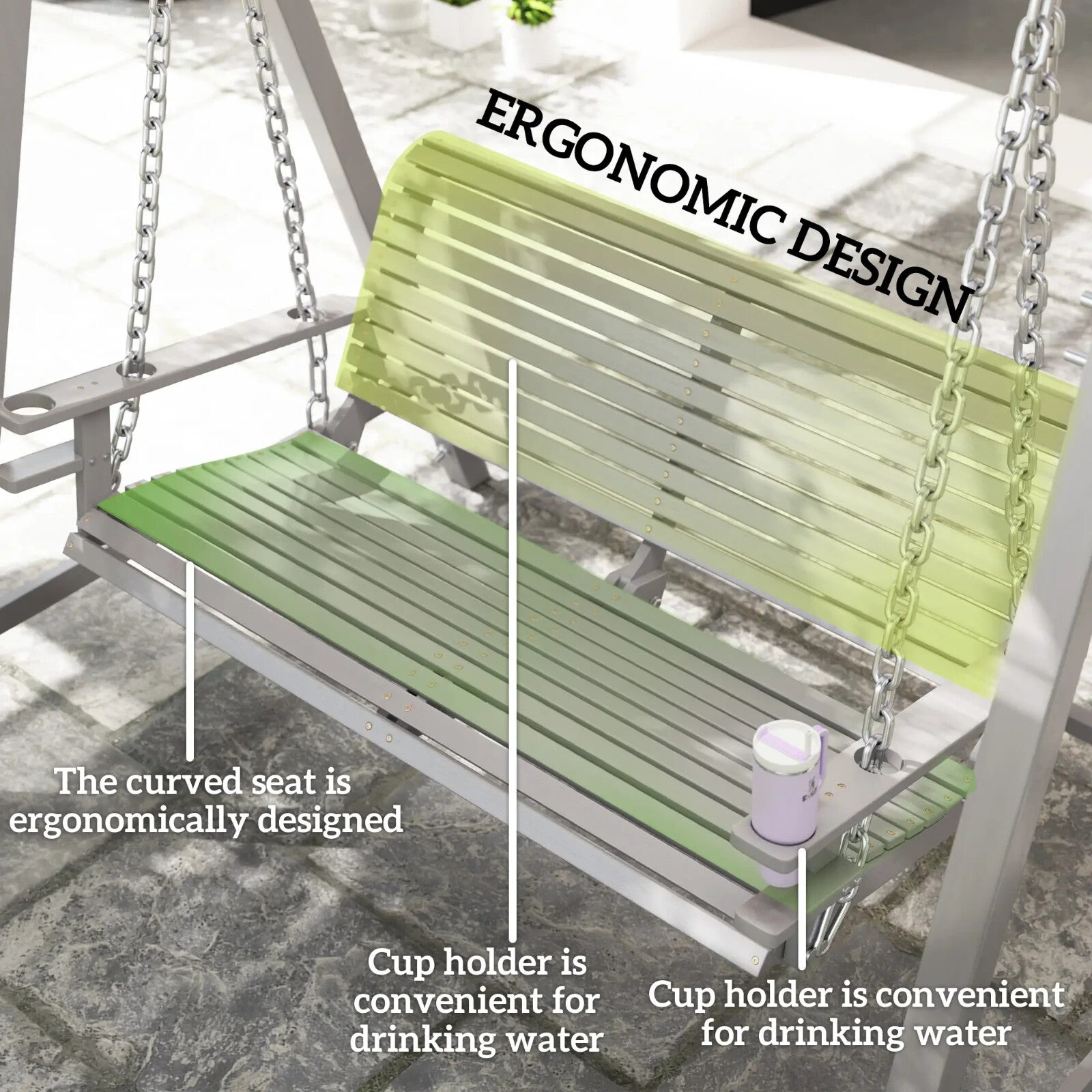 2 Seater Garden Swing Seat Larch Wood Hammock Bench Lounger Outdoor Chair - Home and Garden Furniture Shop - rustic - furniture