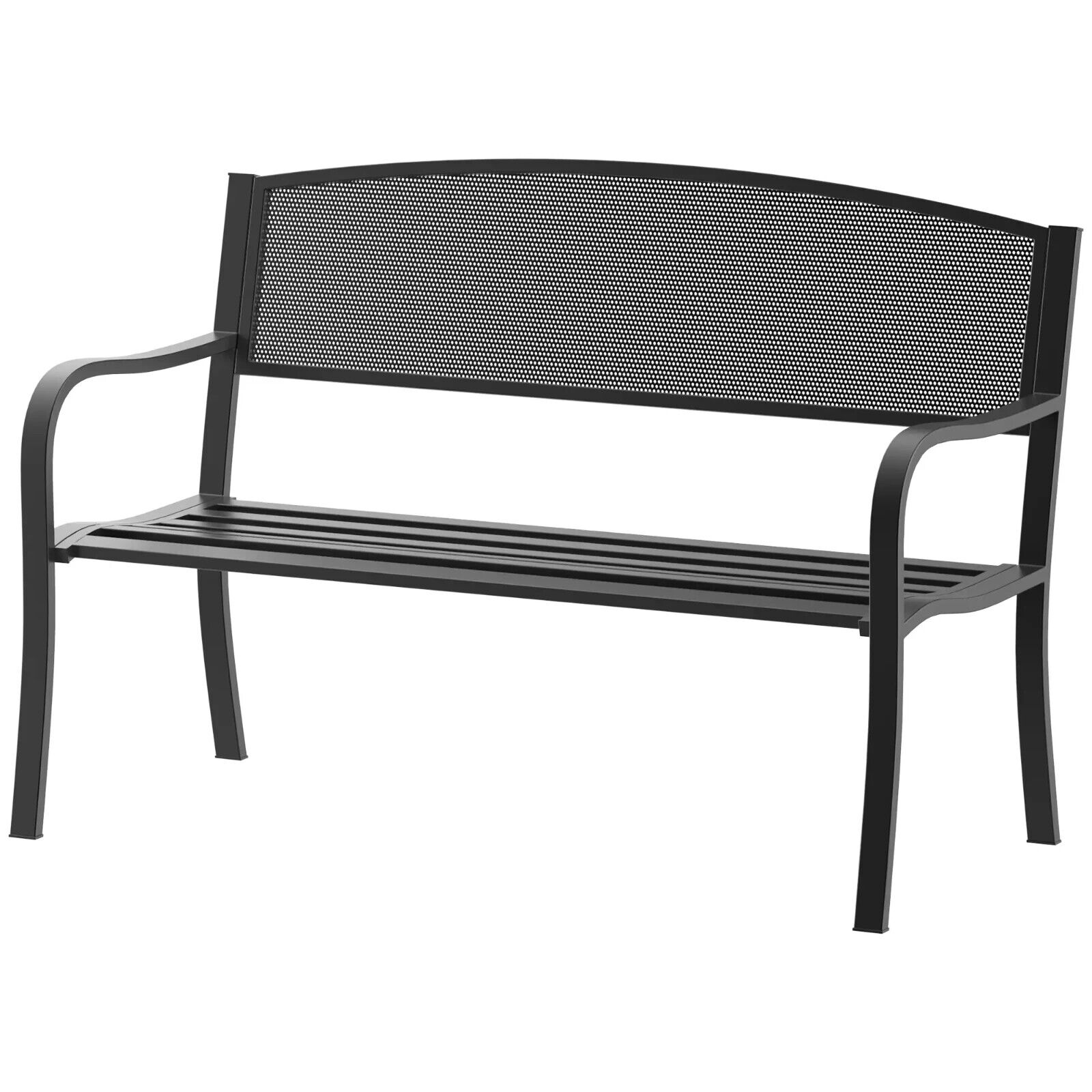2 Seater Metal Garden Bench Patio Park Loveseat Slatted Chair Outdoor Seating - Home and Garden Furniture Shop - #rustic - furniture#