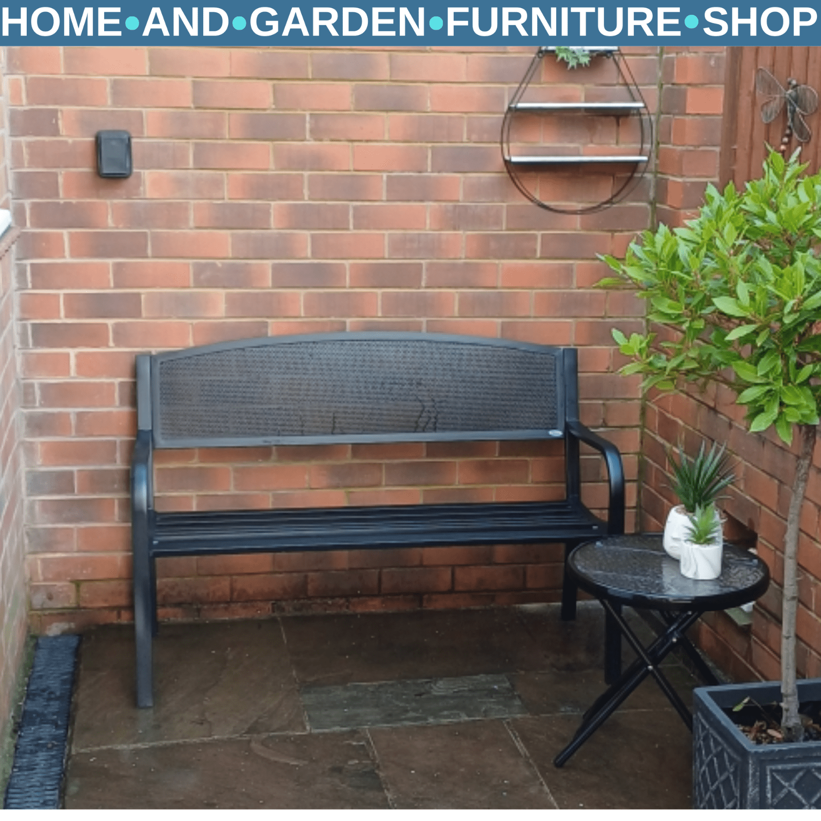 2 Seater Metal Garden Bench Patio Park Loveseat Slatted Chair Outdoor Seating - Home and Garden Furniture Shop - #rustic - furniture#