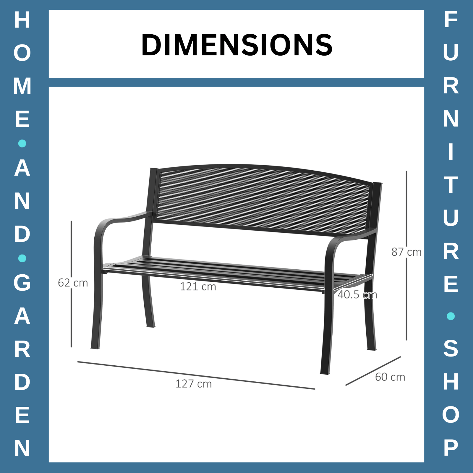 2 Seater Metal Garden Bench Patio Park Loveseat Slatted Chair Outdoor Seating - Home and Garden Furniture Shop - #rustic - furniture#