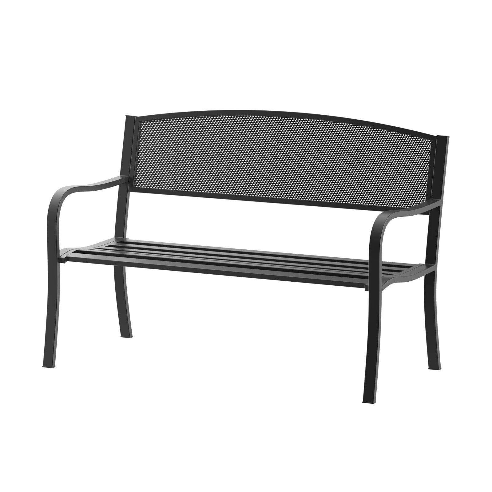 2 Seater Metal Garden Bench Patio Park Loveseat Slatted Chair Outdoor Seating - Home and Garden Furniture Shop - #rustic - furniture#