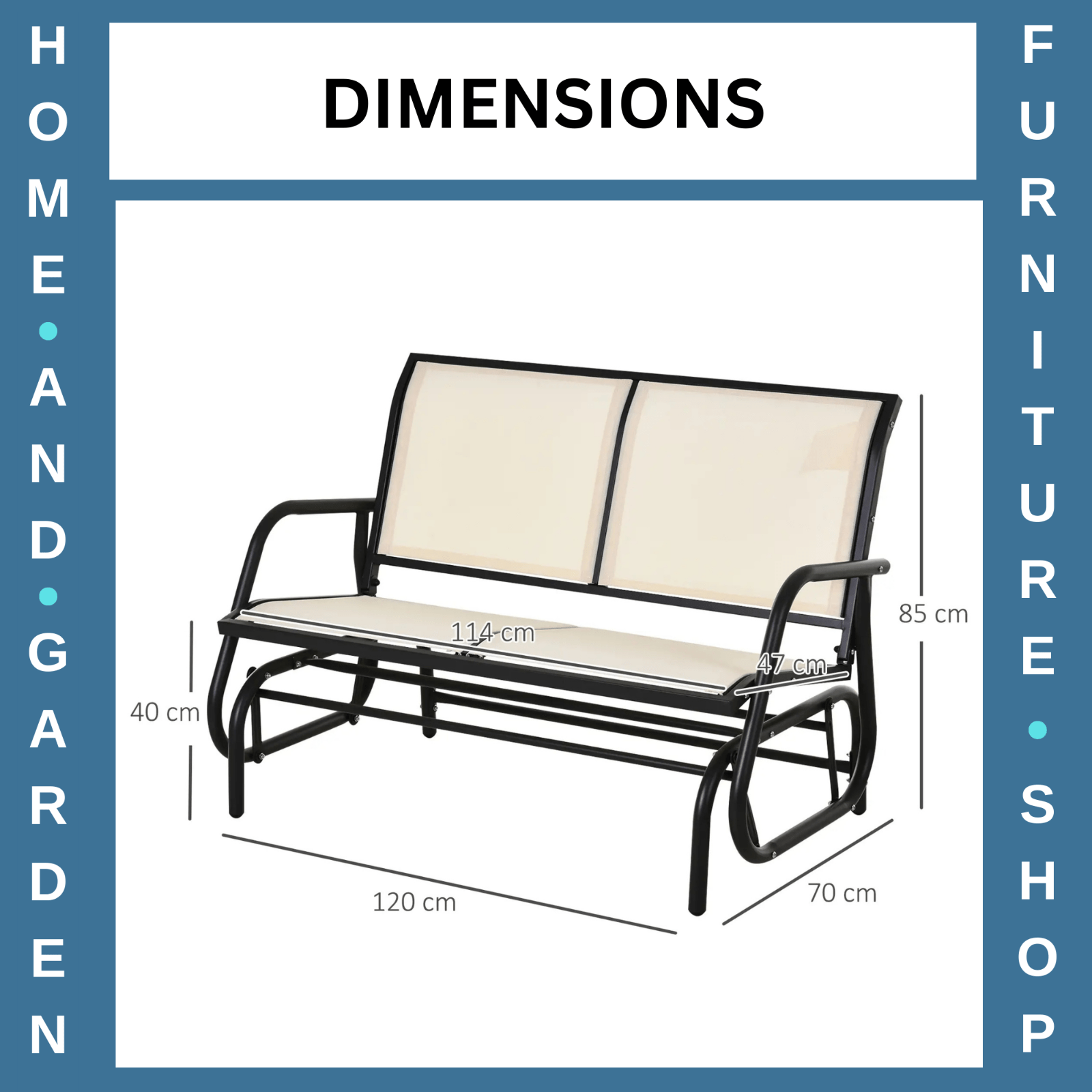 2 Seater Outdoor Glider Bench Double Swing Chair with Powder Coated Steel Frame - Home and Garden Furniture Shop - rustic - furniture