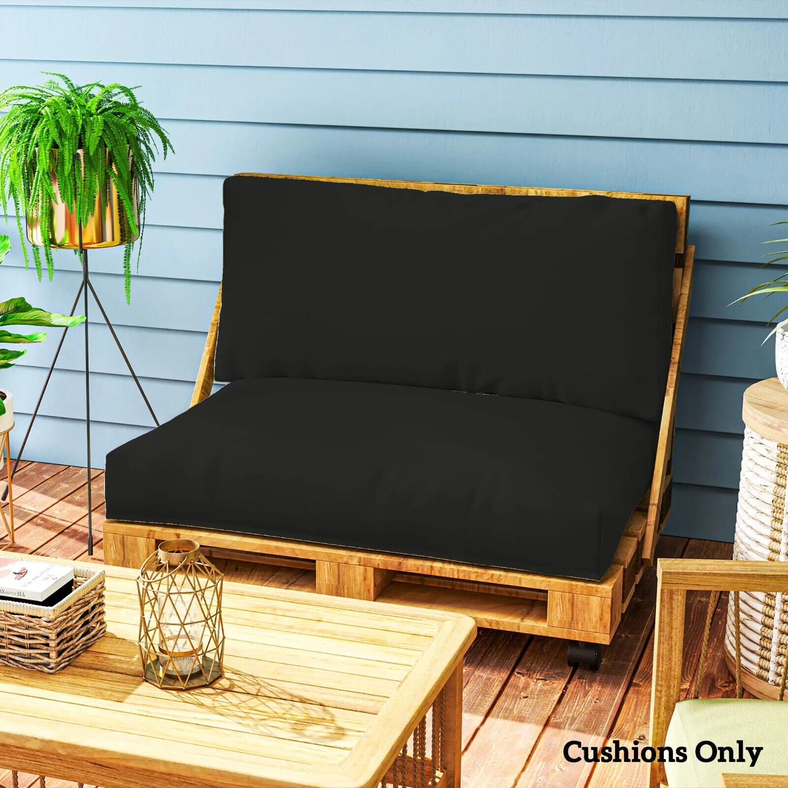 2 Seater Pallet Furniture Cushions 20 cm Thick Outdoor Seat Pads 220gsm UPF20 - Home and Garden Furniture Shop - #rustic - furniture#