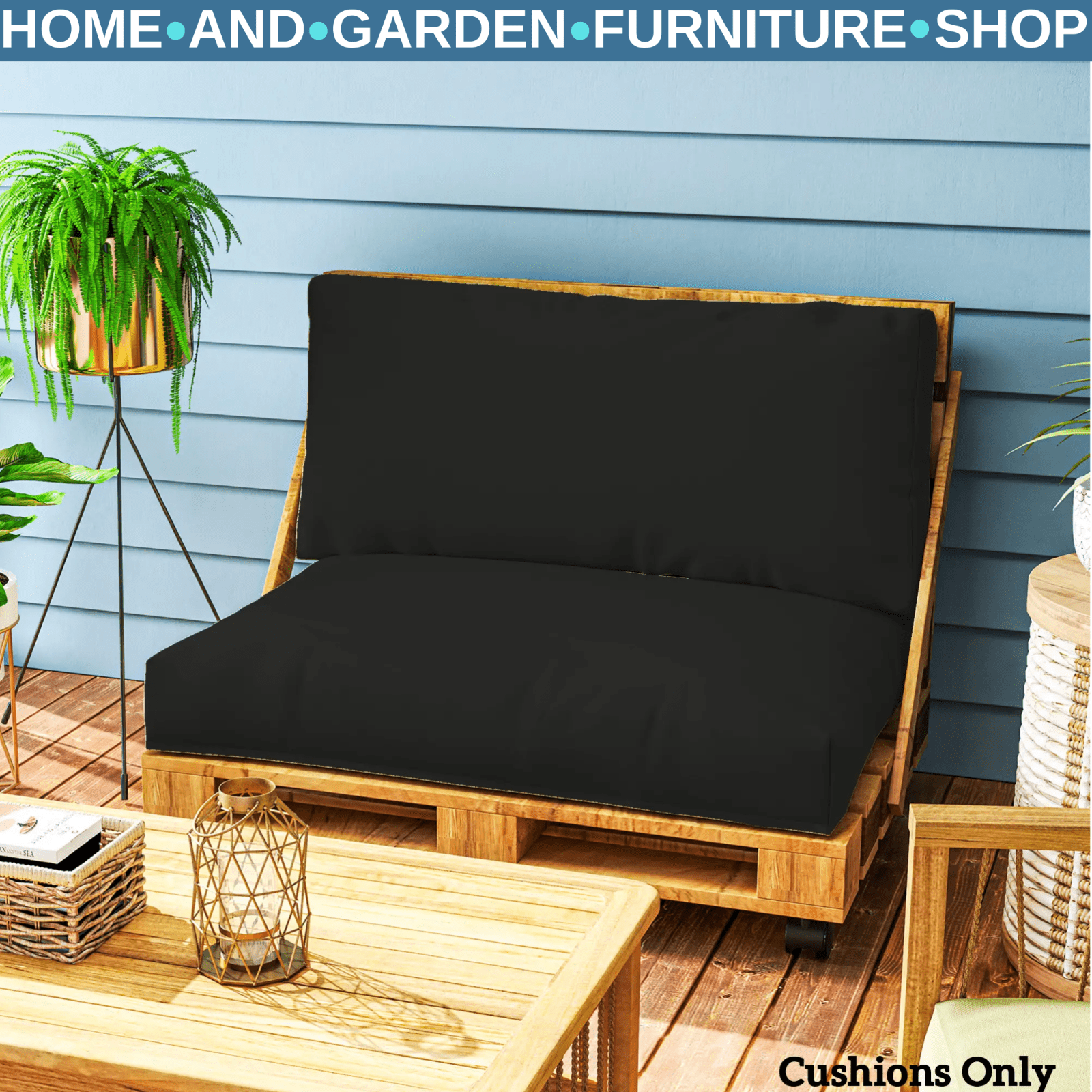 2 Seater Pallet Furniture Cushions 20 cm Thick Outdoor Seat Pads 220gsm UPF20 - Home and Garden Furniture Shop - #rustic - furniture#