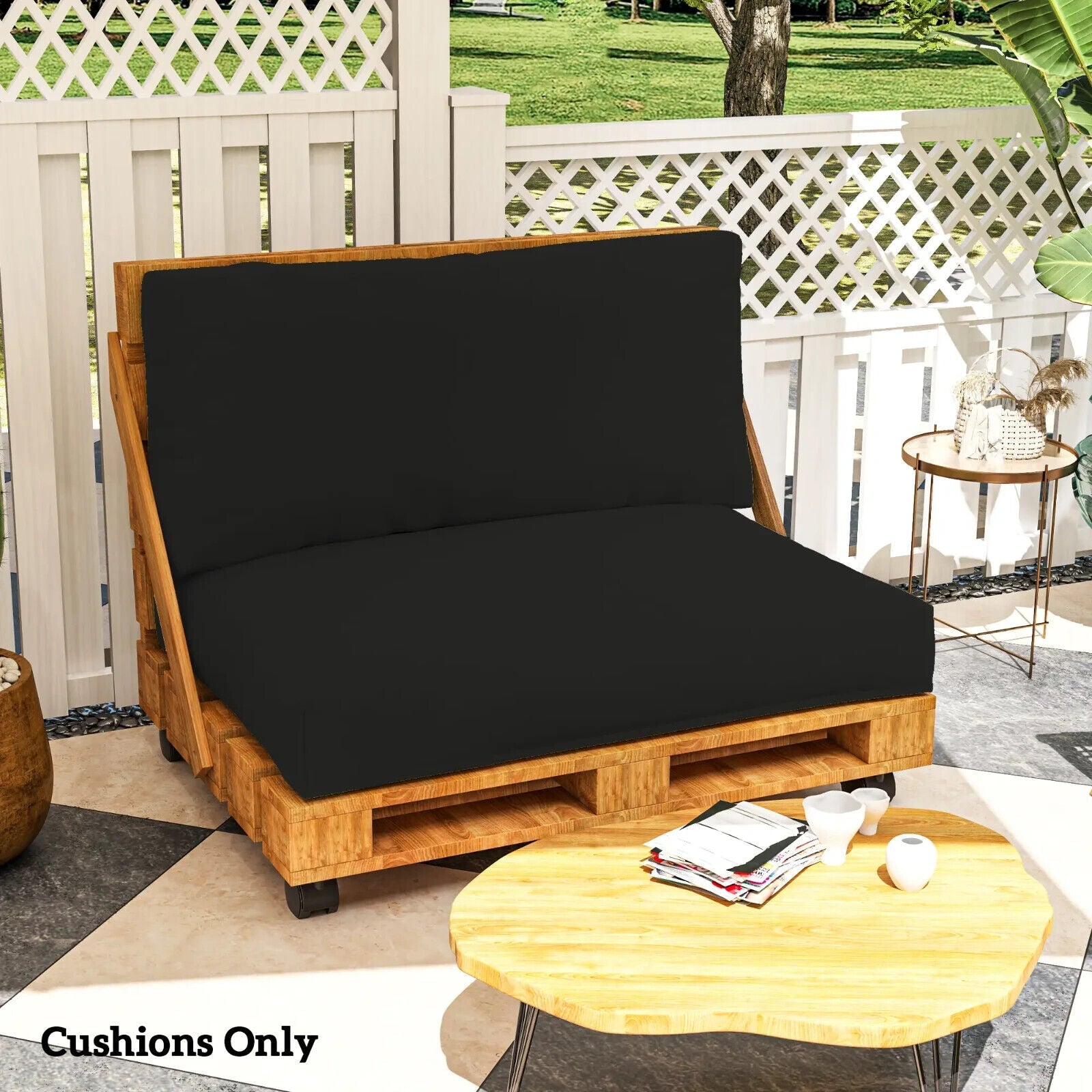 2 Seater Pallet Furniture Cushions 20 cm Thick Outdoor Seat Pads 220gsm UPF20 - Home and Garden Furniture Shop - #rustic - furniture#