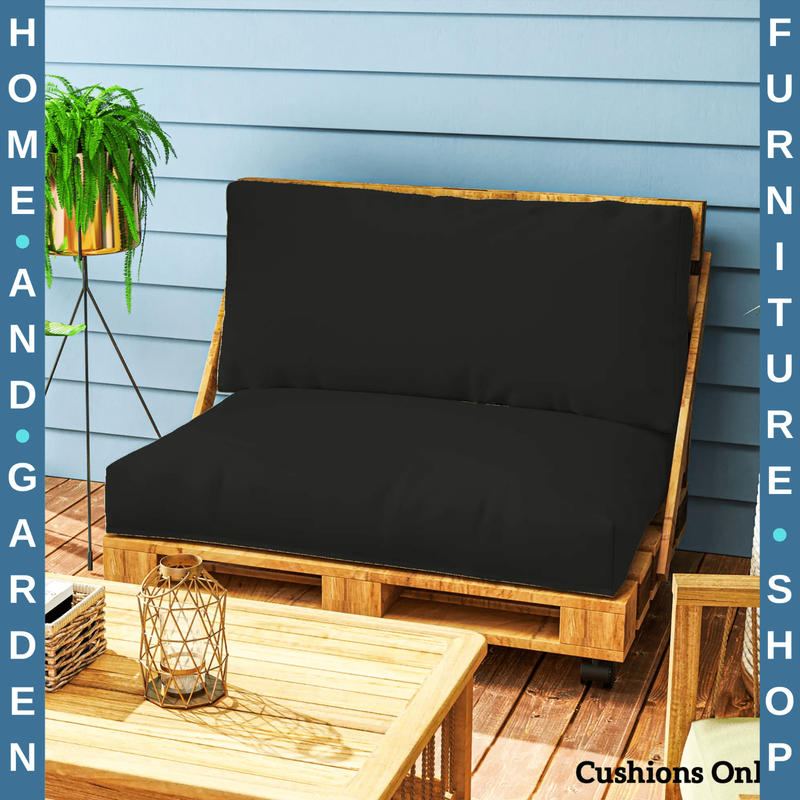 2 Seater Pallet Furniture Cushions 20 cm Thick Outdoor Seat Pads 220gsm UPF20 - Home and Garden Furniture Shop - #rustic - furniture#