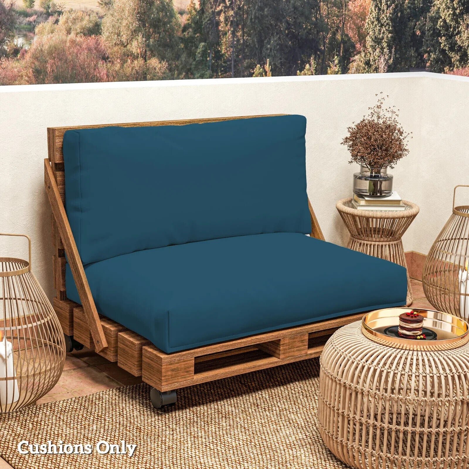 2 Seater Pallet Furniture Cushions 20 cm Thick Outdoor Seat Pads UPF20 220gsm - Home and Garden Furniture Shop - #rustic - furniture#