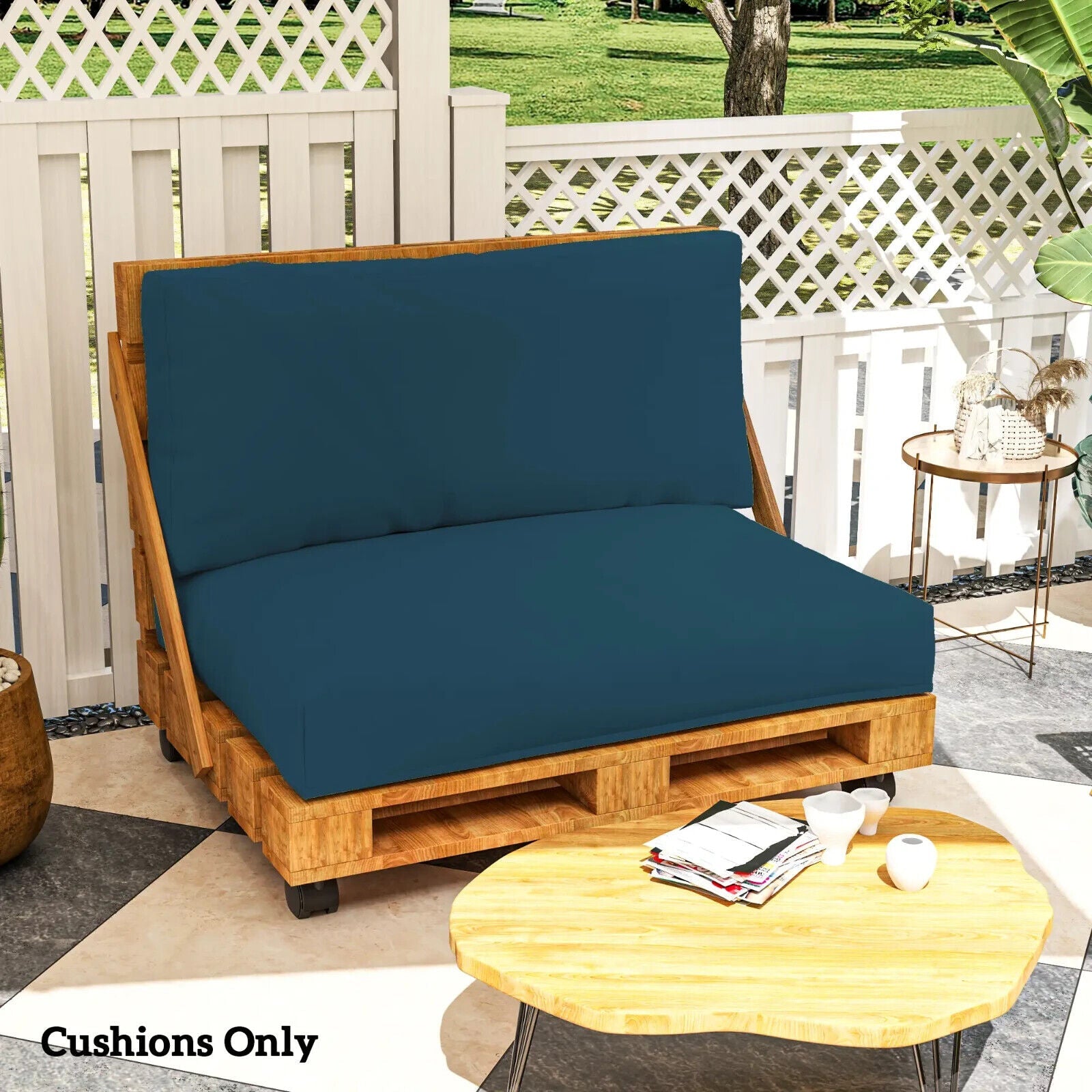 2 Seater Pallet Furniture Cushions 20 cm Thick Outdoor Seat Pads UPF20 220gsm - Home and Garden Furniture Shop - #rustic - furniture#