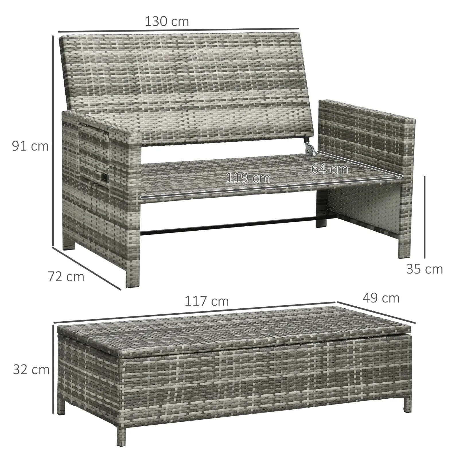 2 Seater Rattan Garden Furniture Patio Sofa Sun Lounger Daybed Outdoor Assembled - Home and Garden Furniture Shop - #rustic - furniture#