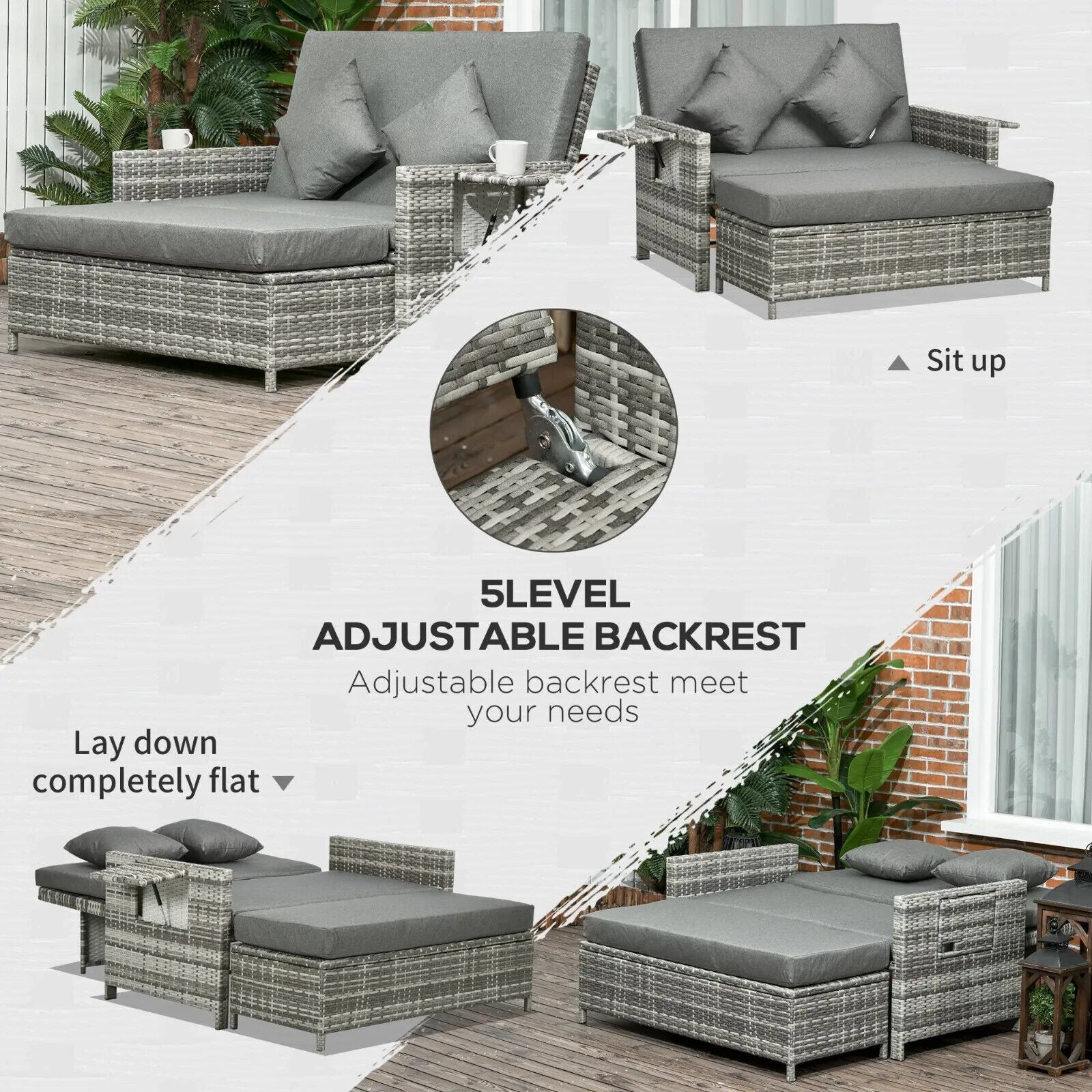 2 Seater Rattan Garden Furniture Patio Sofa Sun Lounger Daybed Outdoor Assembled - Home and Garden Furniture Shop - #rustic - furniture#