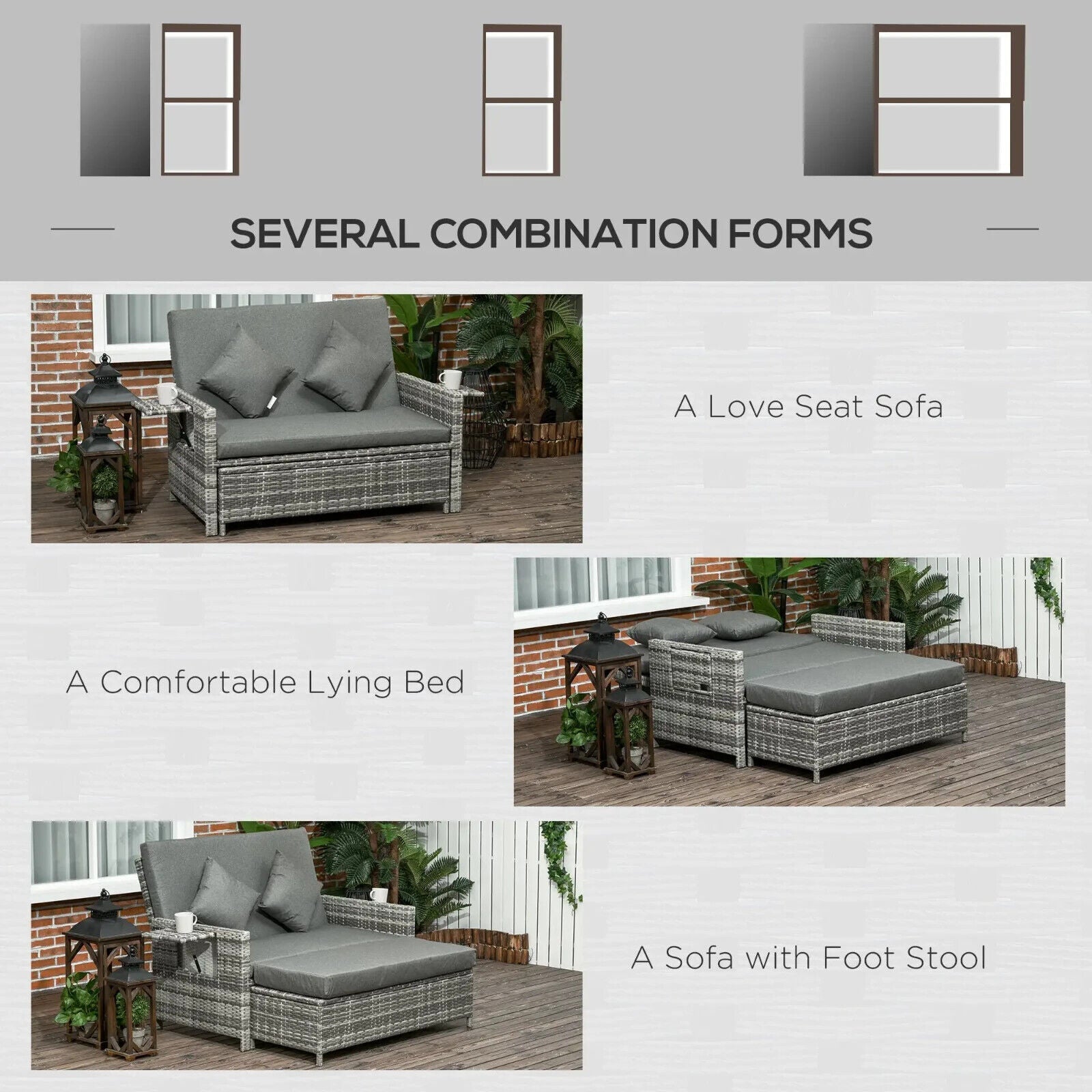 2 Seater Rattan Garden Furniture Patio Sofa Sun Lounger Daybed Outdoor Assembled - Home and Garden Furniture Shop - #rustic - furniture#