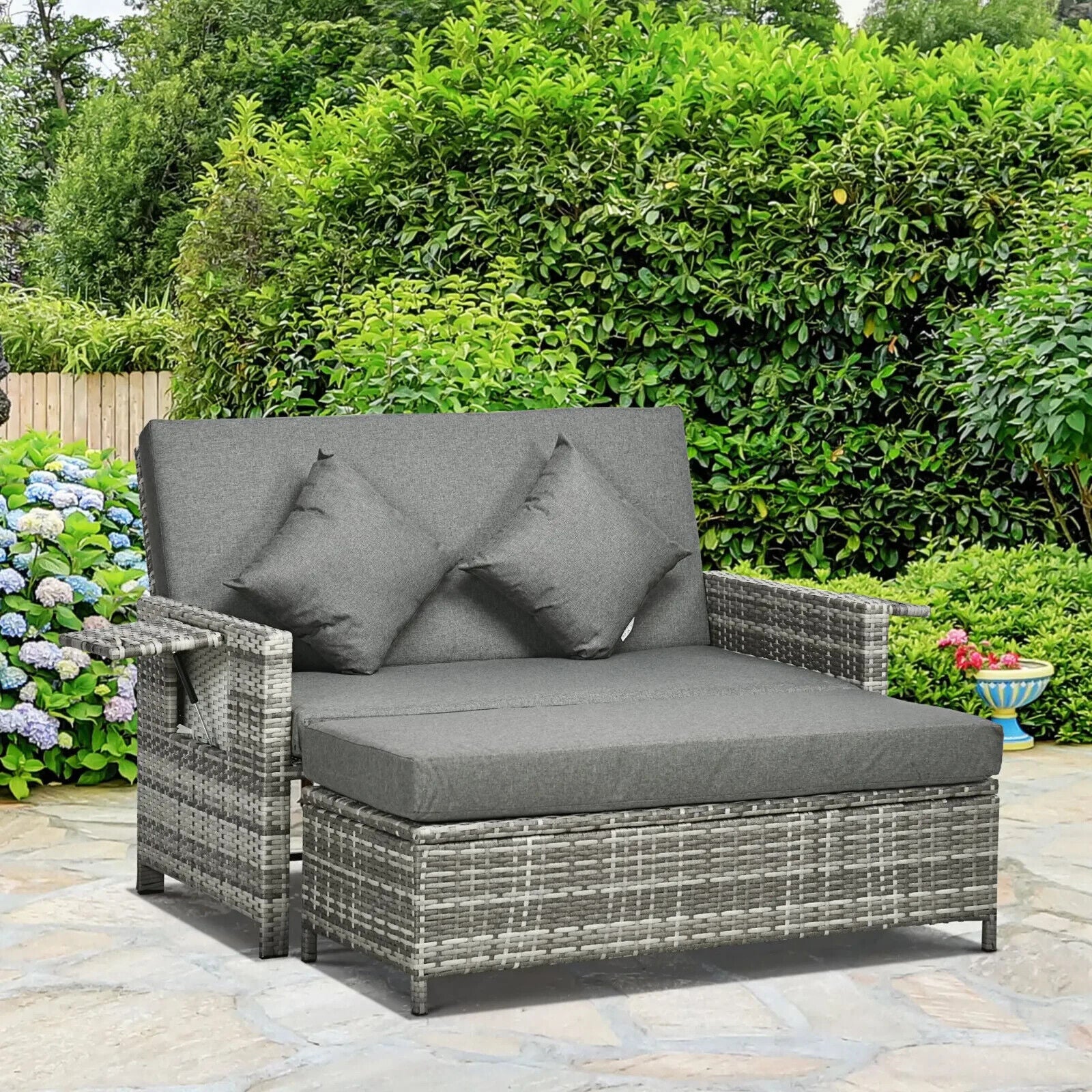 2 Seater Rattan Garden Furniture Patio Sofa Sun Lounger Daybed Outdoor Assembled - Home and Garden Furniture Shop - #rustic - furniture#