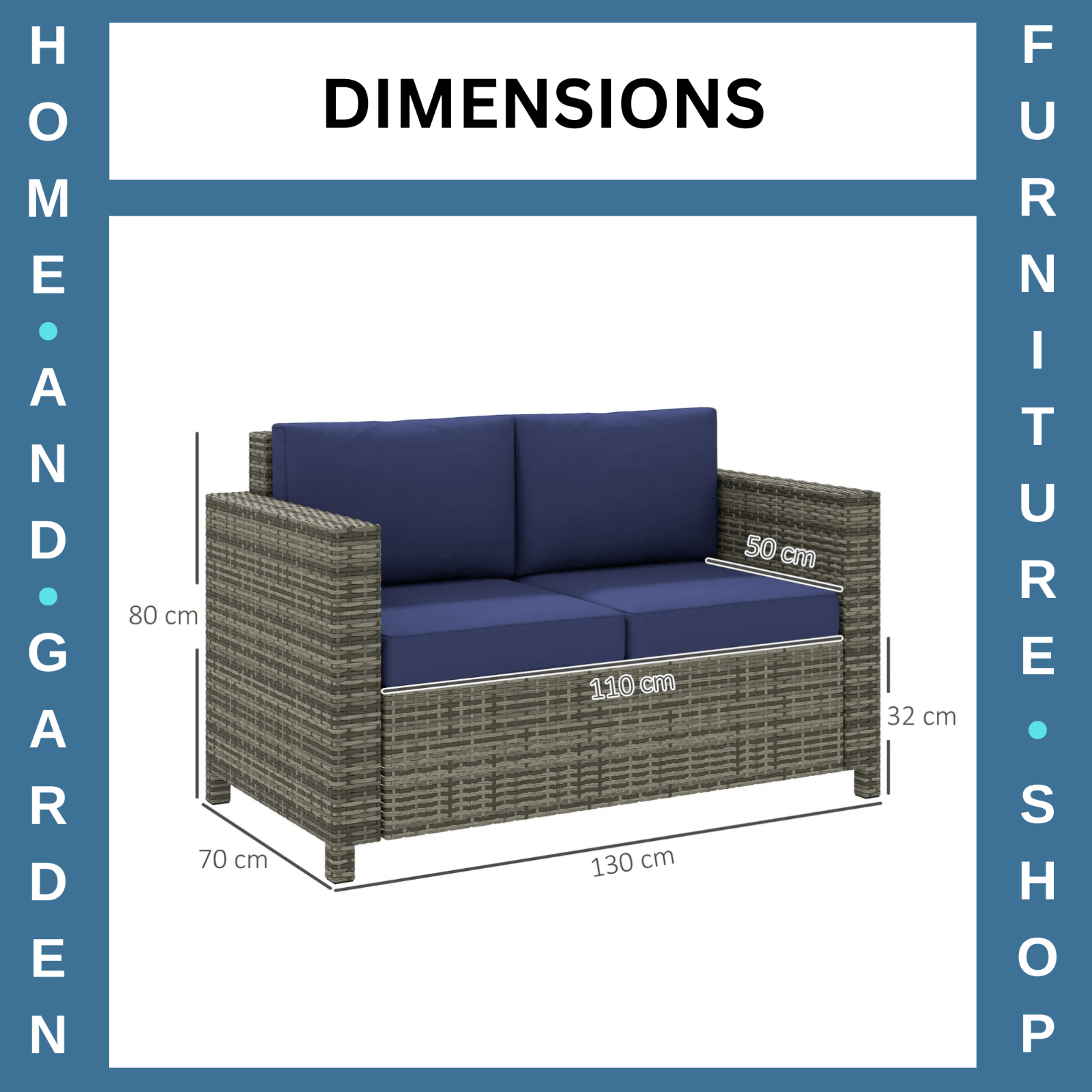 2 Seater Rattan Garden Sofa with Cushion and Armrests Outdoor Wicker Loveseat - Home and Garden Furniture Shop - rustic - furniture