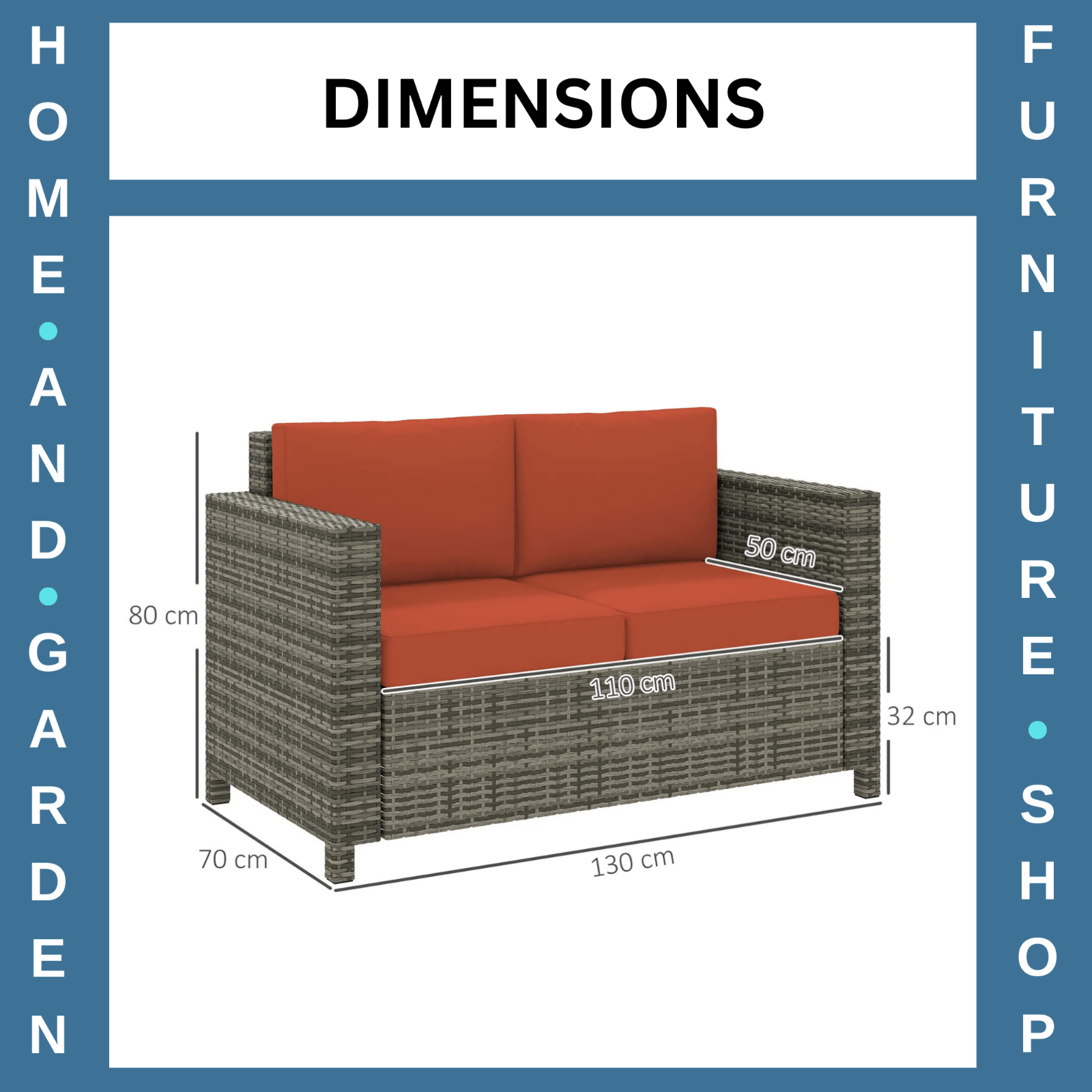 2 Seater Rattan Garden Sofa with Cushions and Armrests Outdoor Wicker Loveseat - Home and Garden Furniture Shop - rustic - furniture