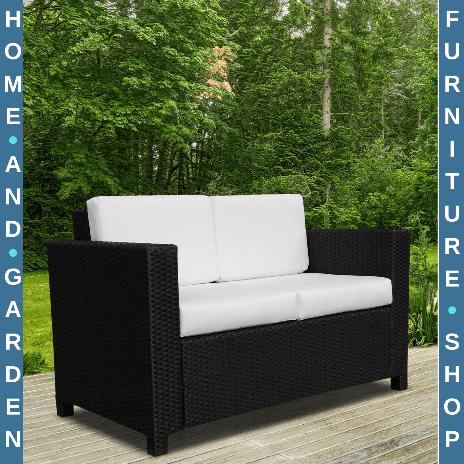 2 Seater Rattan Garden Sofa with Cushions Armrests Outdoor Wicker Loveseat Seat - Home and Garden Furniture Shop - rustic - furniture