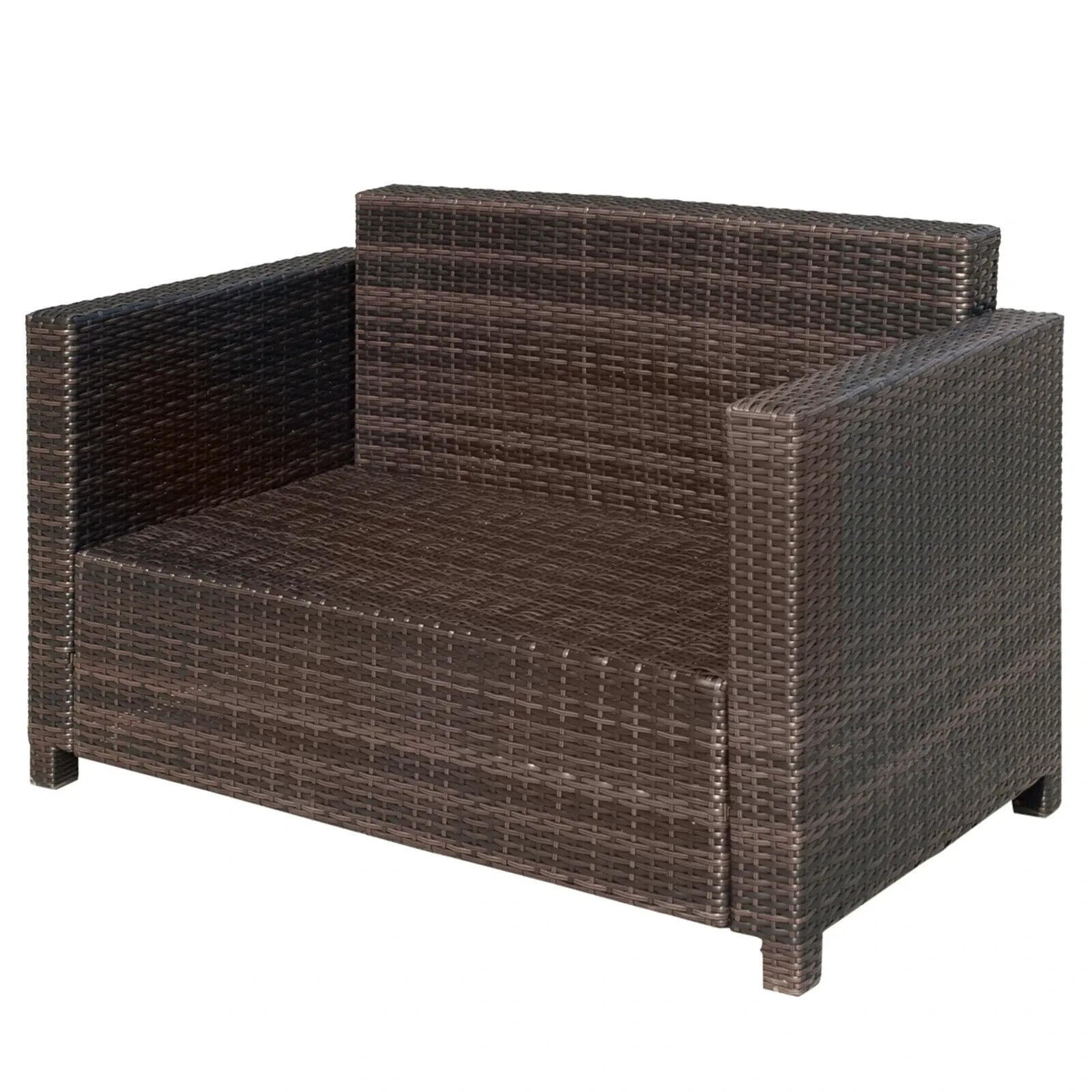 2 Seater Rattan Garden Sofa with Cushions Armrests Outdoor Wicker Loveseat Seat - Home and Garden Furniture Shop - #rustic - furniture#
