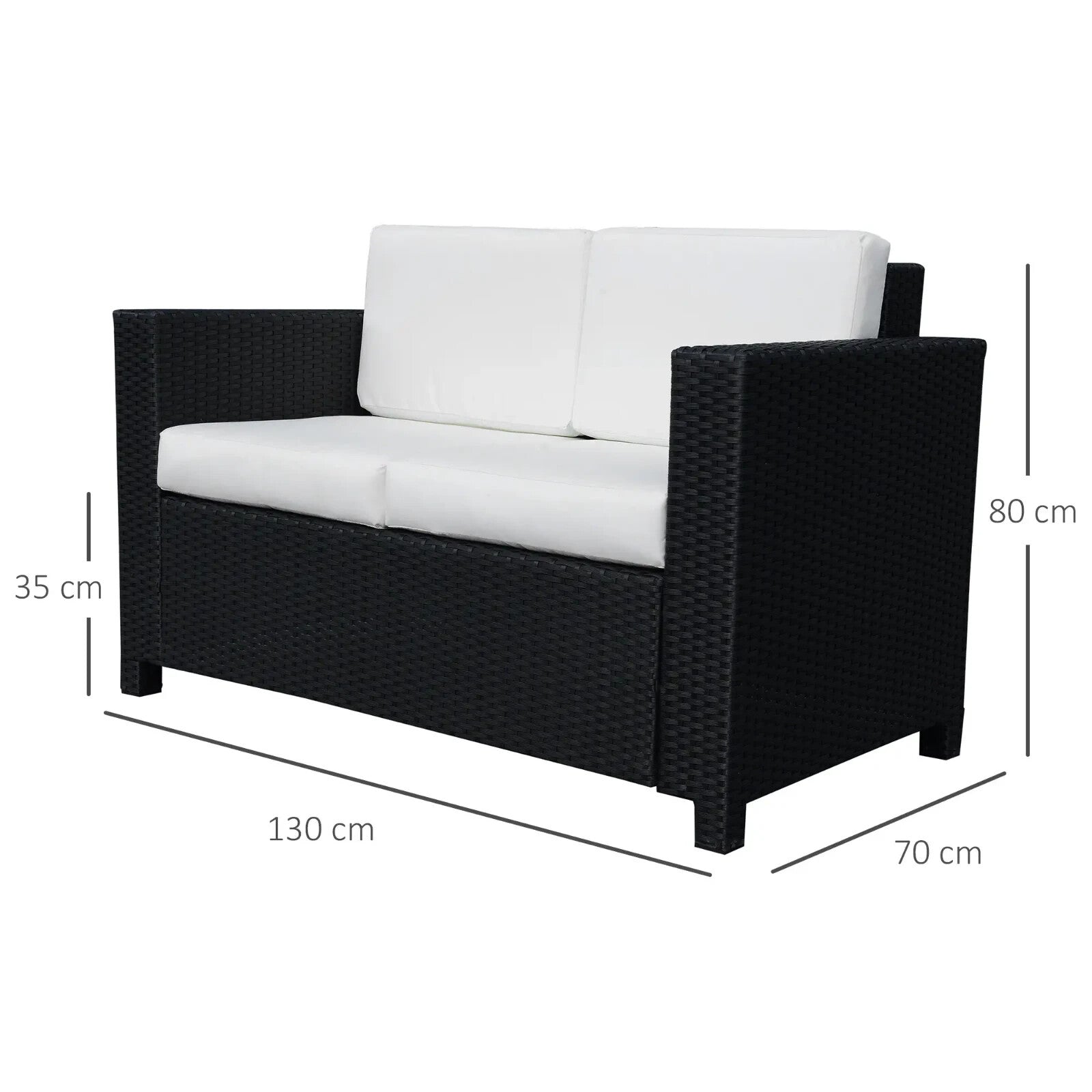 2 Seater Rattan Garden Sofa with Cushions Armrests Outdoor Wicker Loveseat Seat - Home and Garden Furniture Shop - rustic - furniture