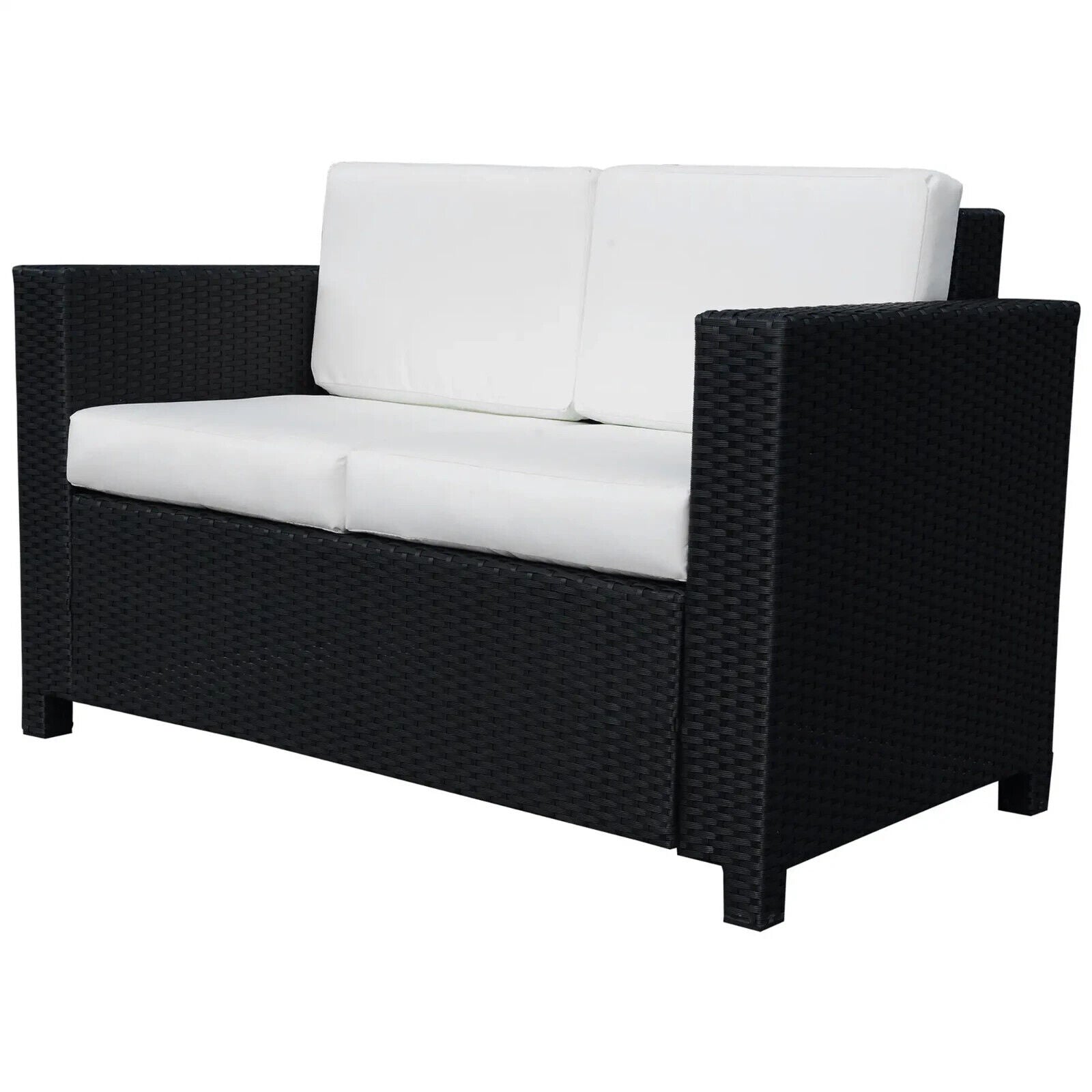 2 Seater Rattan Garden Sofa with Cushions Armrests Outdoor Wicker Loveseat Seat - Home and Garden Furniture Shop - #rustic - furniture#