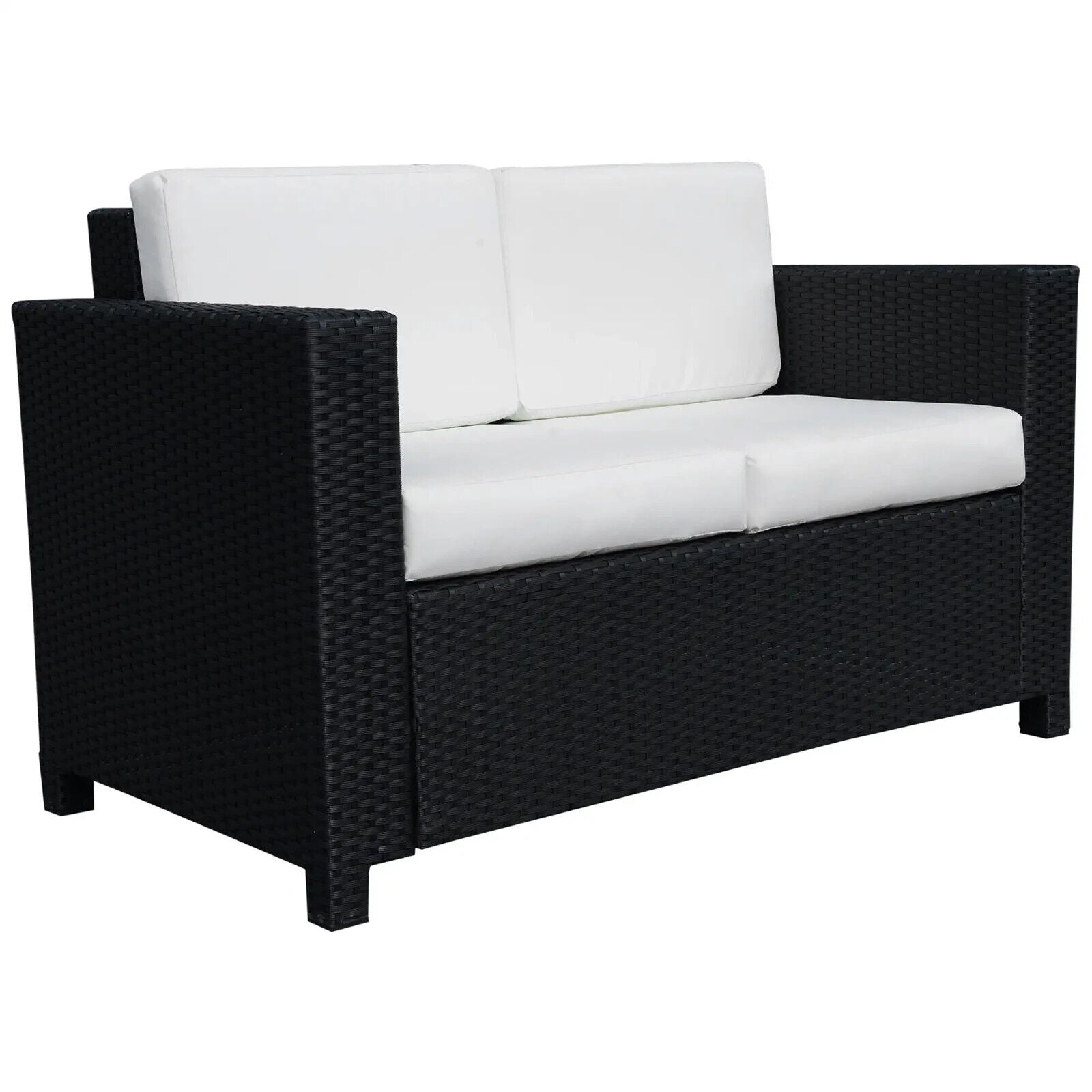 2 Seater Rattan Garden Sofa with Cushions Armrests Outdoor Wicker Loveseat Seat - Home and Garden Furniture Shop - #rustic - furniture#