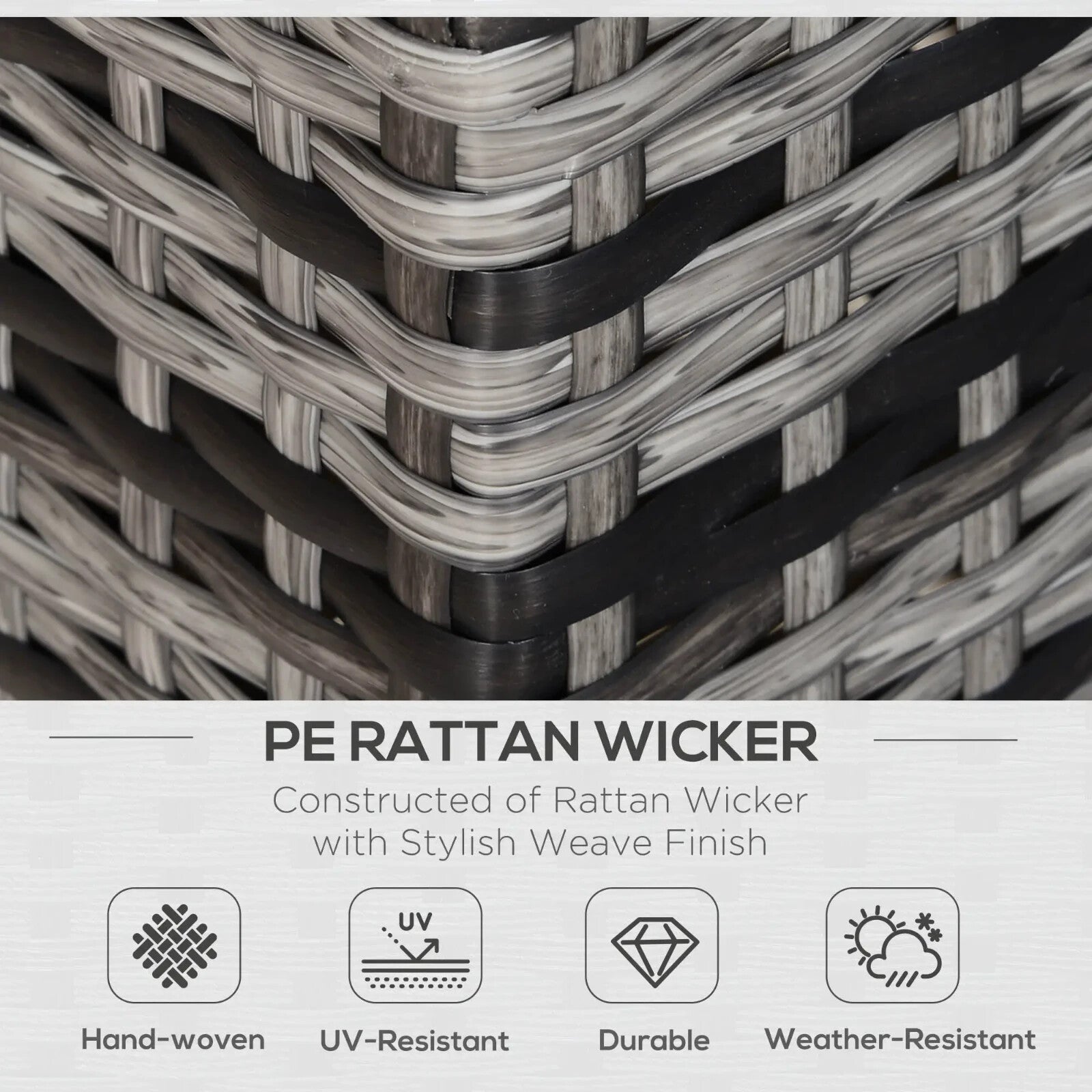 2 Seater Rattan Garden Sofa with Cushions & Armrests Wicker Patio Loveseat Grey - Home and Garden Furniture Shop - rustic - furniture