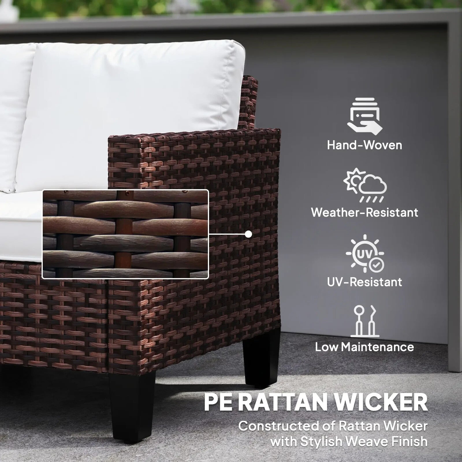 2 Seater Rattan Garden Sofa with Cushions, Outdoor Wicker Furniture for Patio - Home and Garden Furniture Shop - rustic - furniture