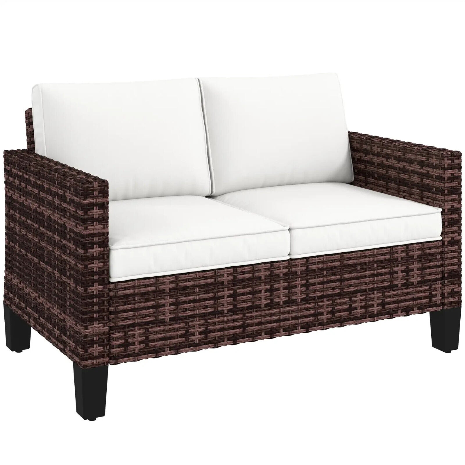 2 Seater Rattan Garden Sofa with Cushions, Outdoor Wicker Furniture for Patio - Home and Garden Furniture Shop - #rustic - furniture#