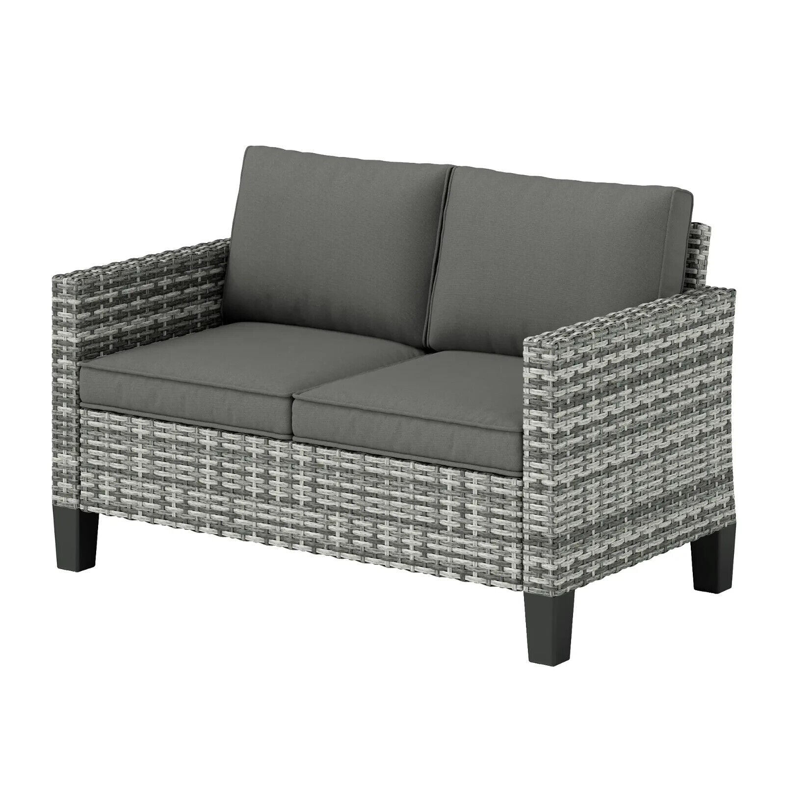2 Seater Rattan Outdoor Sofa Garden Loveseat with Cushion for Patio Conservatory - Home and Garden Furniture Shop - #rustic - furniture#